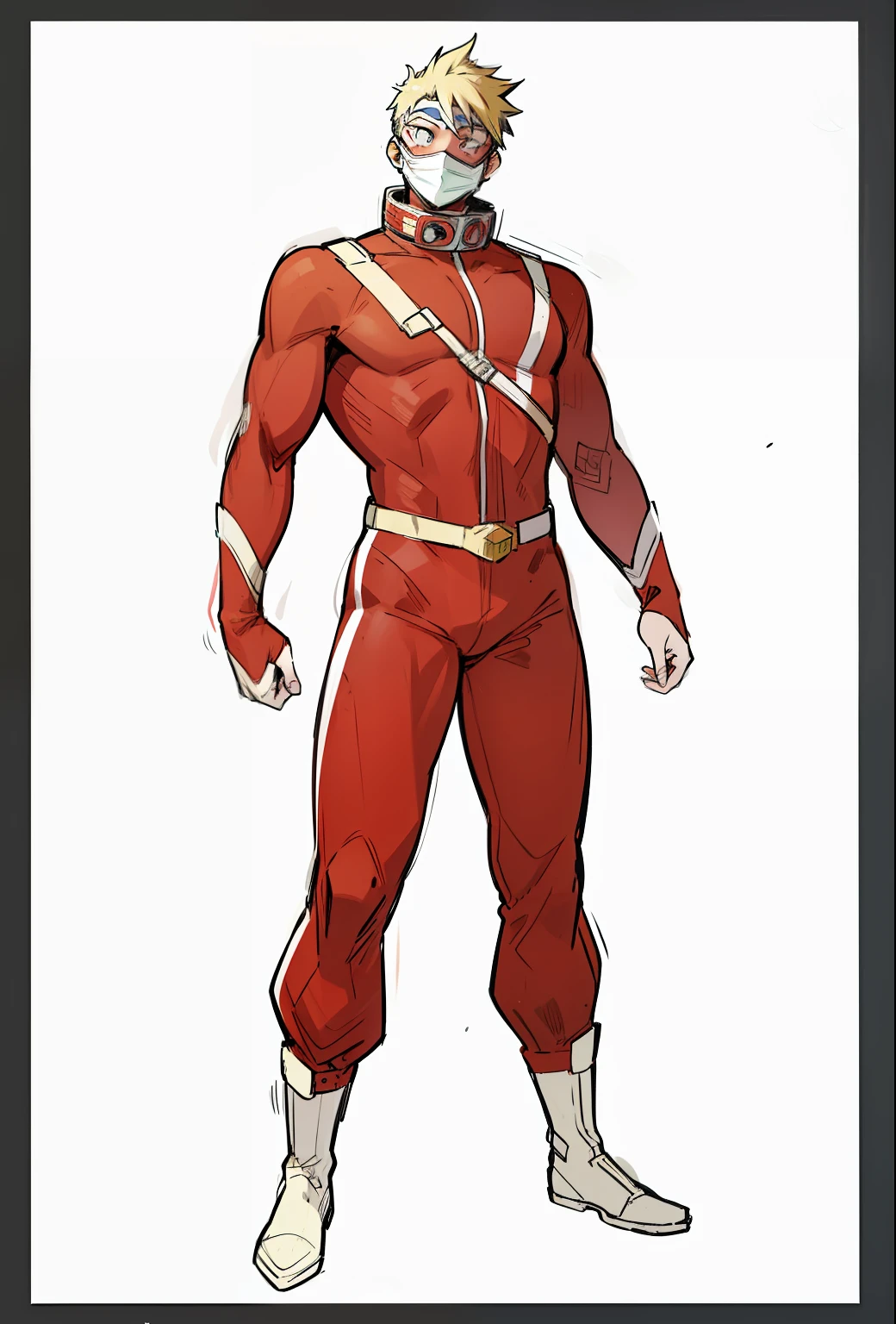 My Hero Academia style, anime boy, male, young male, Hero costume, full body suit, face cover, mask, helmet, head cover,