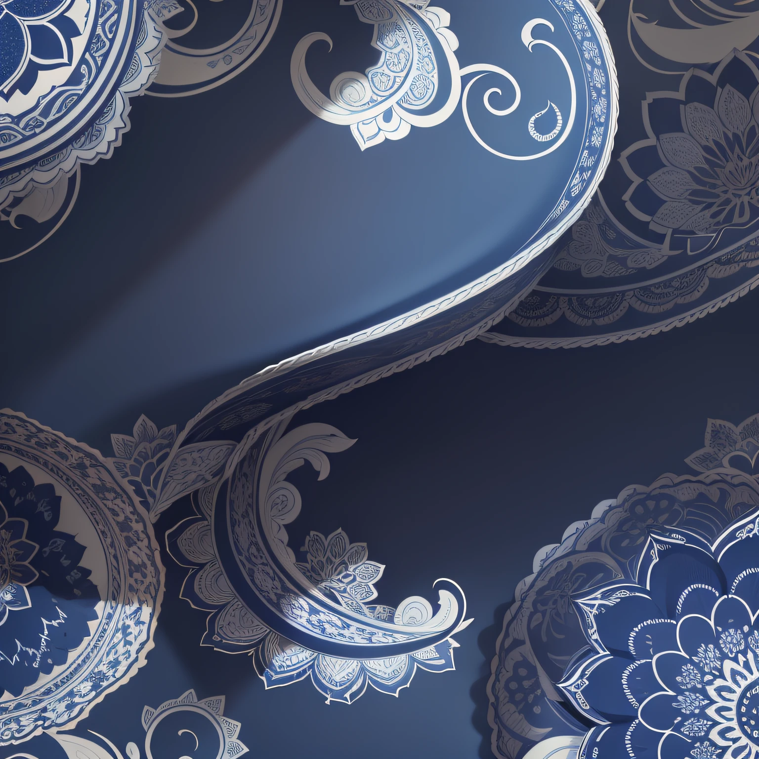 Vector seamless paisley pattern。Floral paisley background、Expressed in navy blue and white