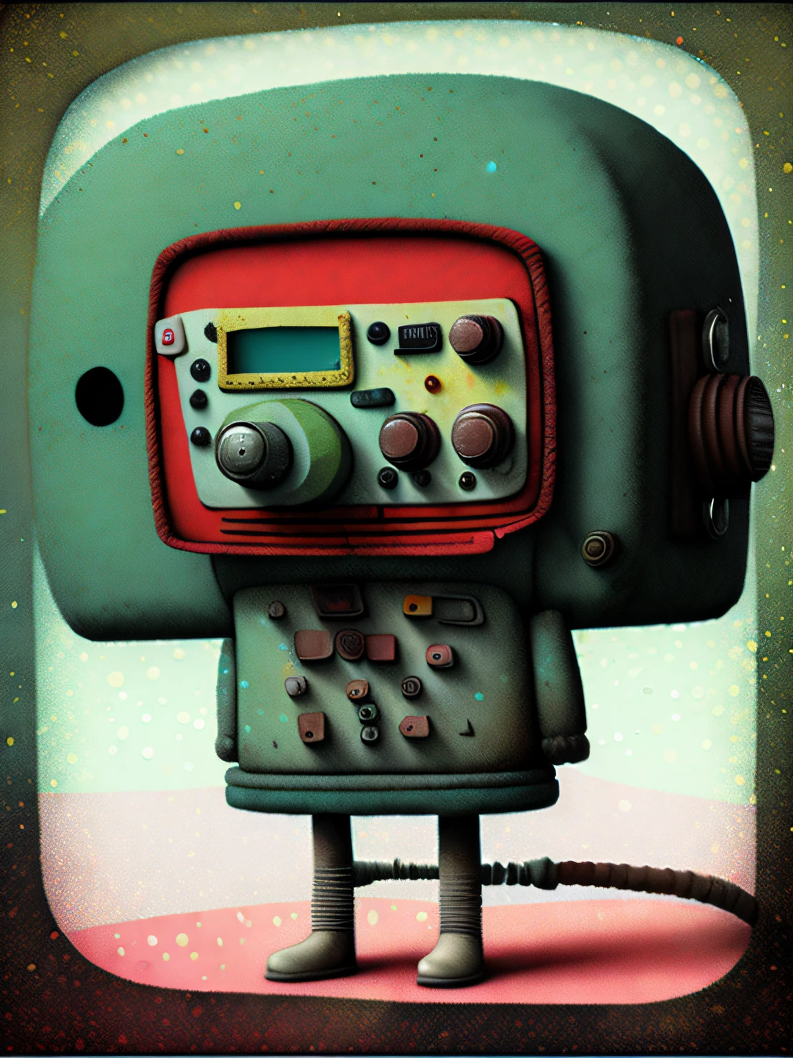retro telefono movil , colores de tierra, punk, feliz, optimista, Don Hertzfeldt, El Bosco, Gabriel Pacheco