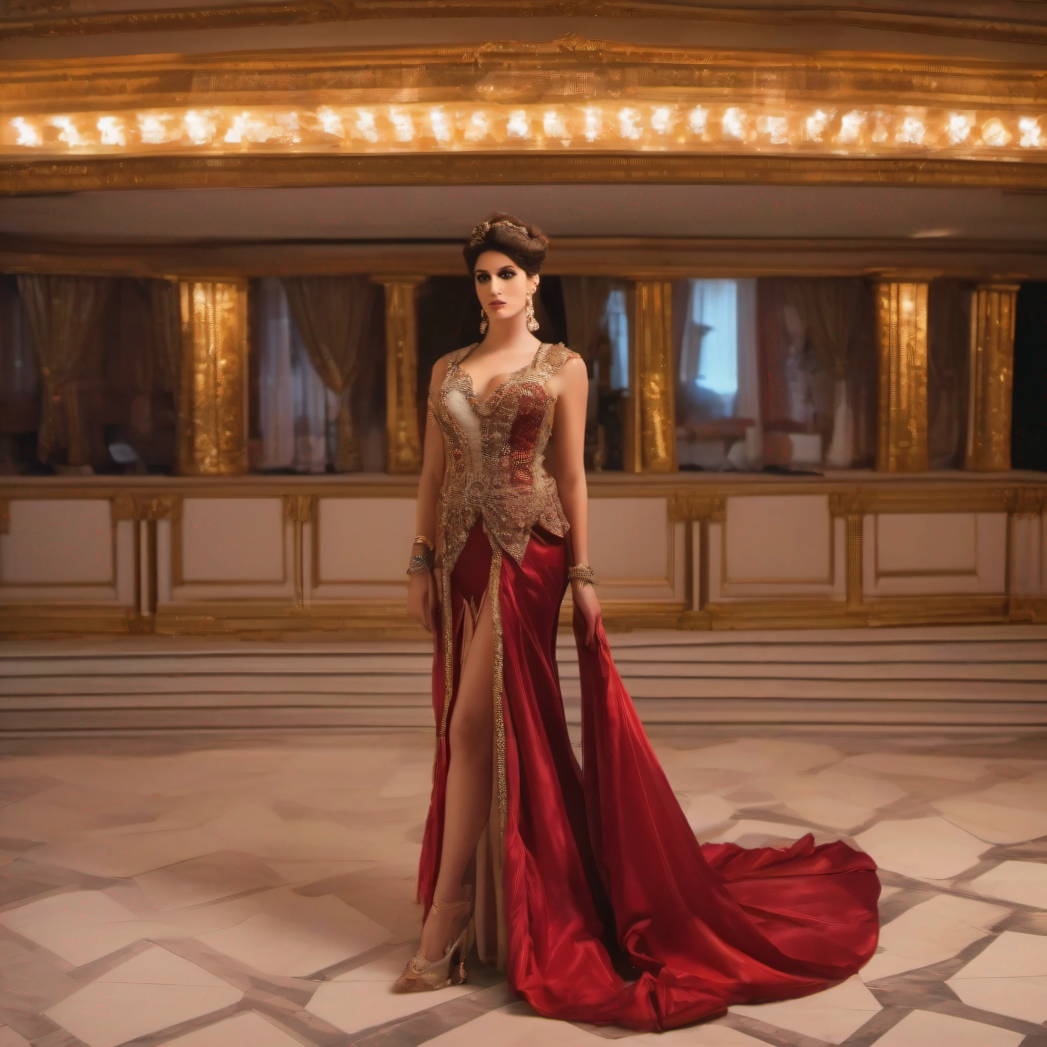 "photo realistic portrayal of Elegabalus crossdressing as a female"