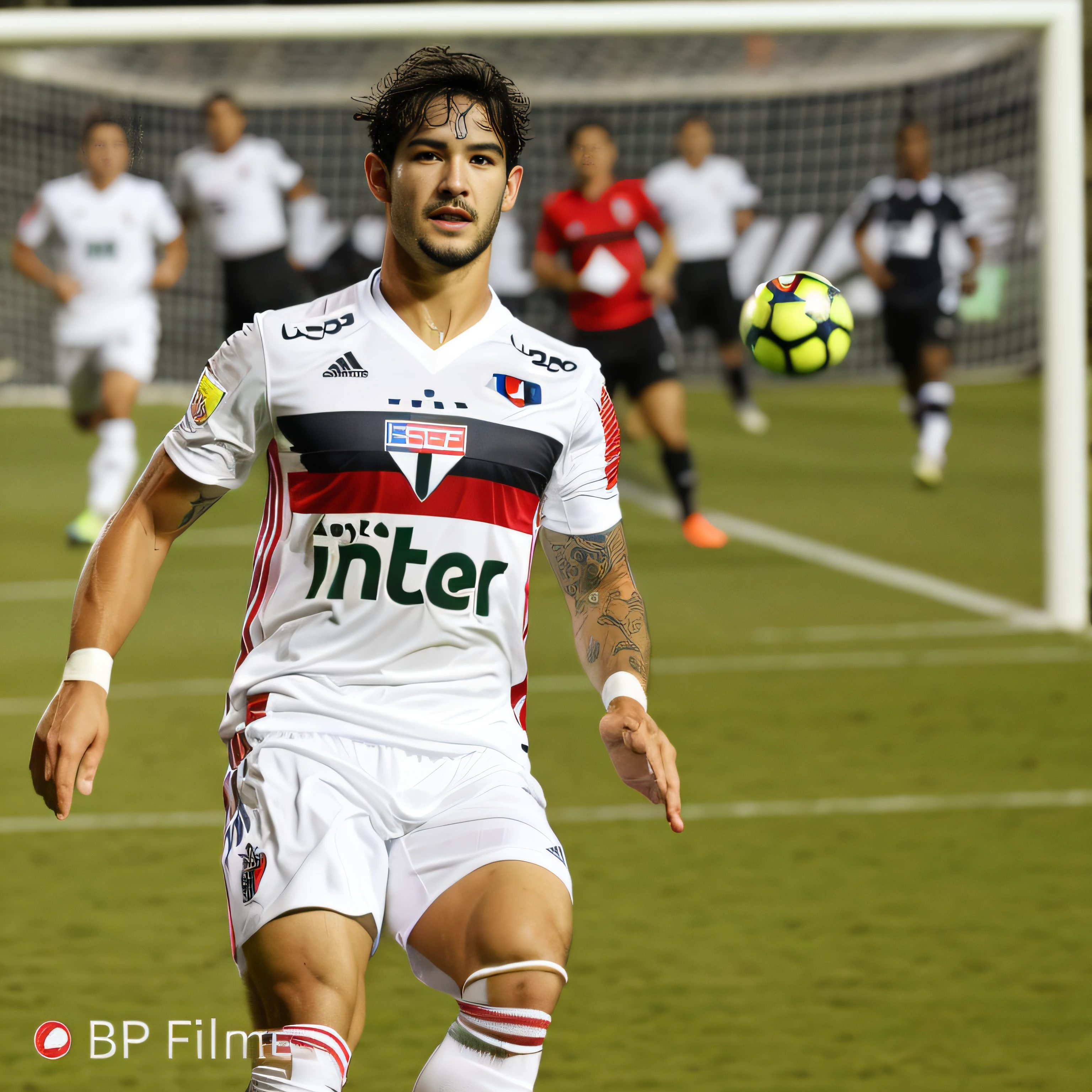soccer player in white uniform running with ball, Alexandre Pato, São Paulo,