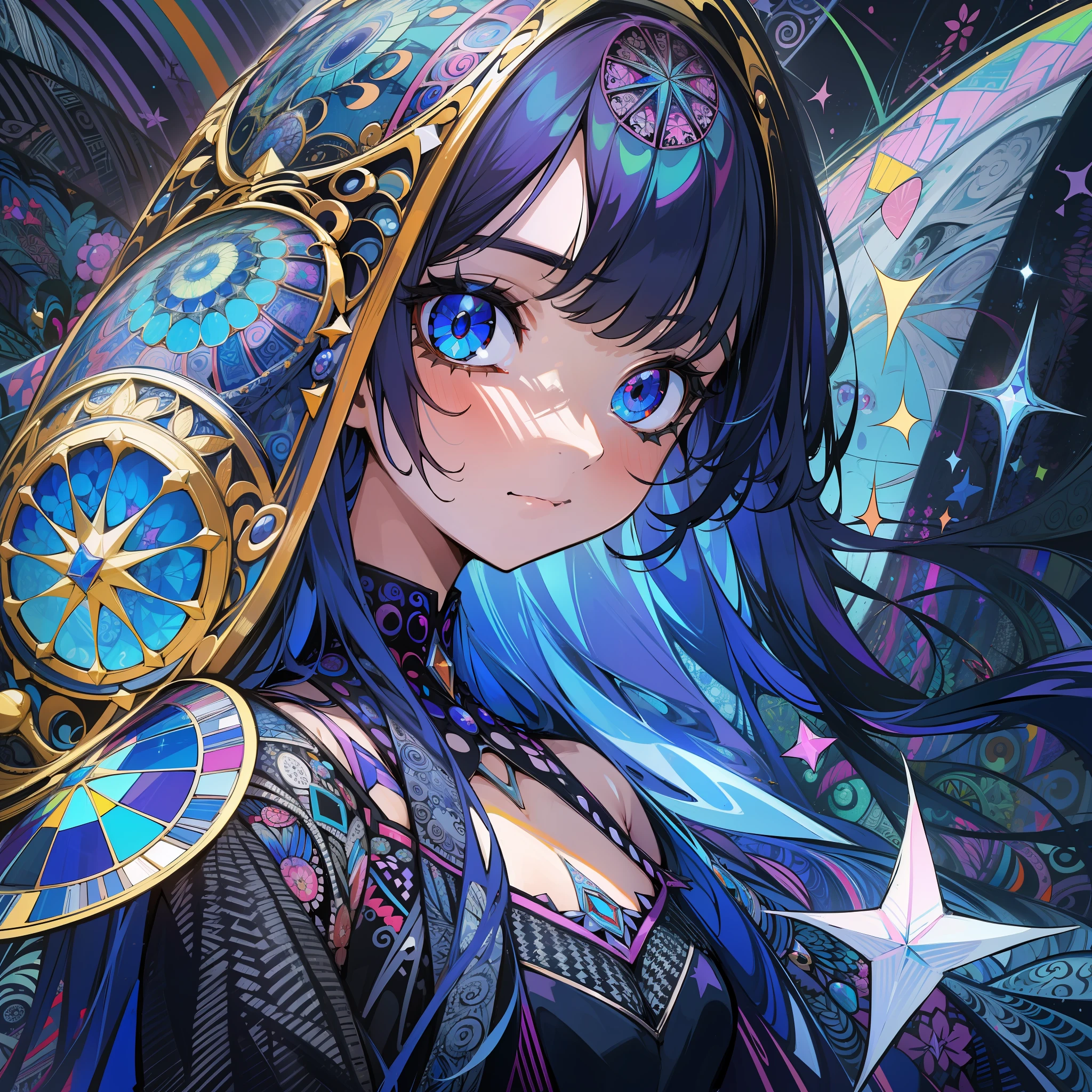 (absurdres:1.5), (highres), (best quality:1.1), (ultra-detailed:1.1), (an extremely delicate and beautiful), 1 girl, beautiful face, (detailed face), best quality, portfolio, angel、Crystal clear white hair、Longhaire、flat breast、White Gothic dress、Wings of an angel on the back、White sky、high-level image quality、glitter、(Zentangle:1.5), (kaleidoscope:1.2)