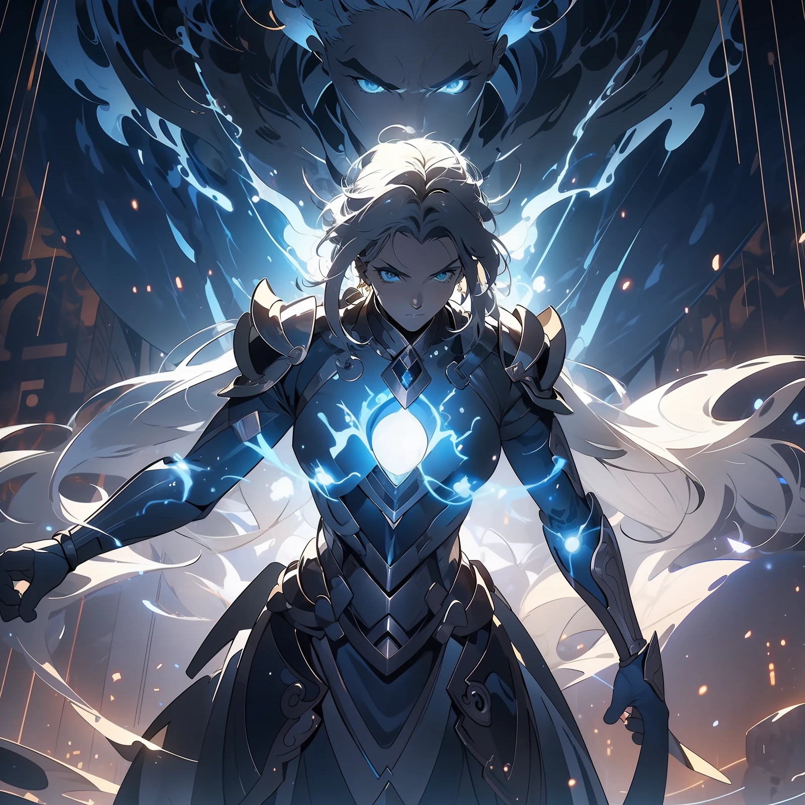 make:1.2),best qualtiy,terroral,The demons,Black mist,big dragon,It emits a cold light, Surrounded by flames and lightning particles. The woman wears black and blue intersecting armor,The majestic gesture and surroundings are butterflies. Lightning surged around them, creating an opulent atmosphere. The image is in high definition,Capture the highlights of this epic battle.