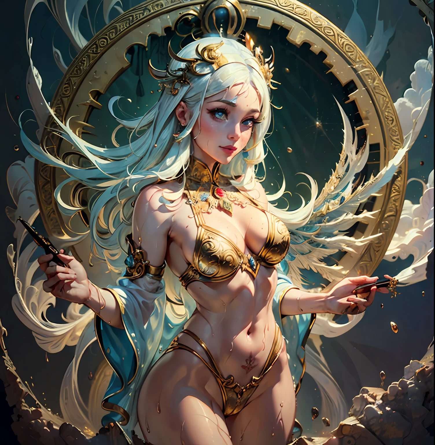 face by tom bagshaw art station,, Moon Goddess, Full Length Figure, Contemptuous Gaze, Detailed Face, (Naked: 1.4), (See-Through Lingerie: 1.3), Gold Decoration, Black Plain Background,beautiful caucasian girl close-up, body in dynamic movement, oil, digital art, splash, full body,art by Sakimichan,oriental mandala tattoo, fractal background, silver and gold and bronze spirit,floating antique clock, lamp ancient, splash,seductive pose, visible pubic hair, breasts visible,full body,beautiful European Caucasian Girl, Beauty, sexy, bare breast, cleavage, bare legs, see-through, standing, hanfu, wet, clear, realistic, highest detail, dragon pattern, phoenix, sacred, holy, golden mountains, heavenly palace, countless palaces, clouds, golden light, golden lotus, (tianchi bath), view of pubic hair,splash, full body,art by Sakimichan,slight smile,plash,seductive pose, visible pubic hair, breasts visible,full body,Transparent clothing, slight smile,Jean-Baptiste Monge style, bright, beautiful , splash, Glittering , cute and adorable, filigree, , rim lighting, lights, extremely , magic, surreal, fantasy, digital art, , wlop, artgerm and james jean,floating antique clock, lamp ancient, splash,floating antique clock,face by tom bagshaw art station,, The perfect masterpiece,Highest quality,Perfect artwork,8K, Upper Body Lens,front portrait,Delicate face,Watching the audience, beautifuGirl,Magical transparent eyes,white hair,Red background, Digital Art,plane illustrations,colorful illustration,minimalist style,anime cartoon style,face by tom bagshaw art station, view of pubic hair,Goddess maiden, gorgeous, splashing, flame, flowing pen and ink,full female body, beautiful caucasian girl close-up, body in dynamic movement,fluid, 3d fractals, light particles, spirit ink, smooth, shimmery, dreamy glow, 16k, sf, complex art masterpiece, Transparent clothing, slight smile,, open legs, view of pubic hair, 1 sexy girl in transparent forest clothes,exposed breasts, open transparent t-shir