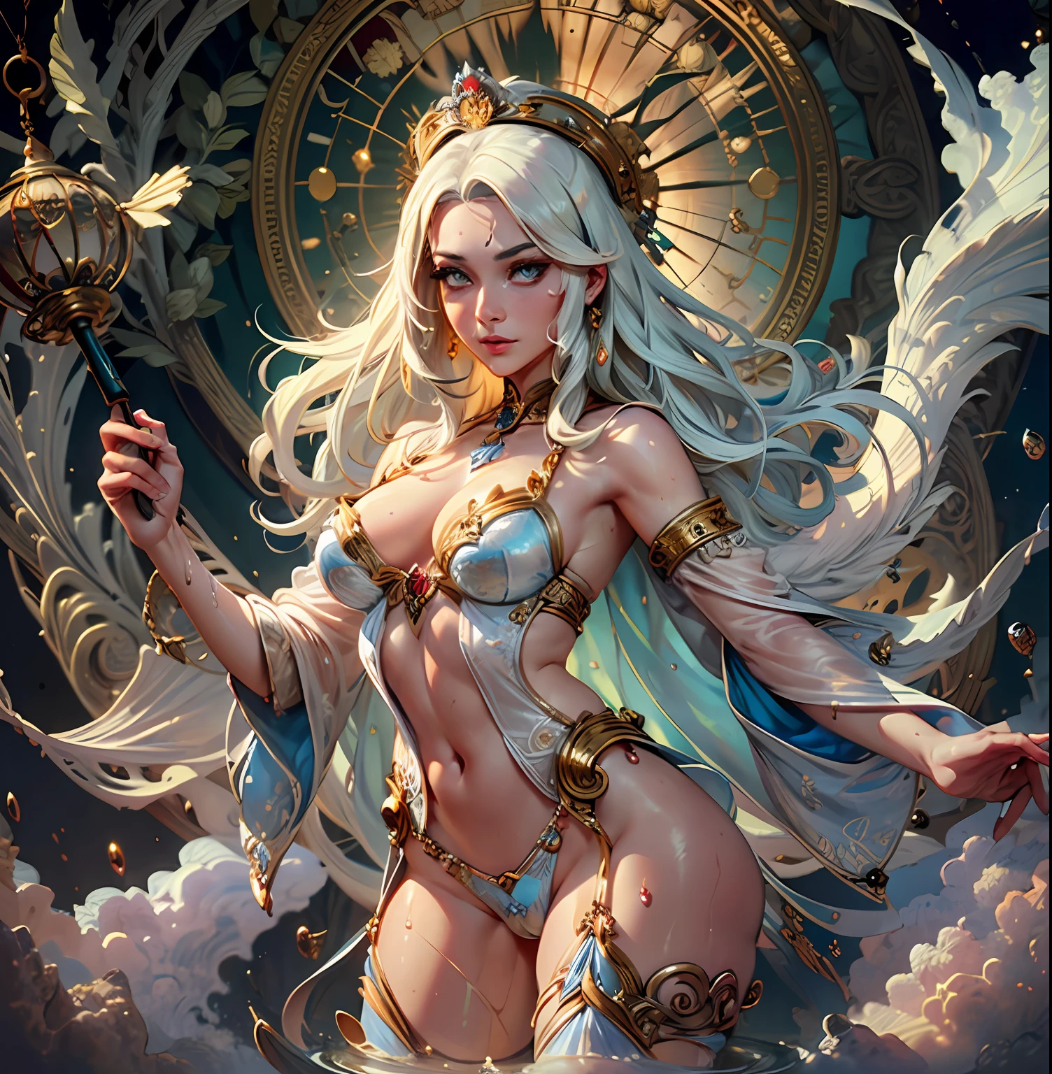face by tom bagshaw art station,, Moon Goddess, Full Length Figure, Contemptuous Gaze, Detailed Face, (Naked: 1.4), (See-Through Lingerie: 1.3), Gold Decoration, Black Plain Background,beautiful caucasian girl close-up, body in dynamic movement, oil, digital art, splash, full body,art by Sakimichan,oriental mandala tattoo, fractal background, silver and gold and bronze spirit,floating antique clock, lamp ancient, splash,seductive pose, visible pubic hair, breasts visible,full body,beautiful European Caucasian Girl, Beauty, sexy, bare breast, cleavage, bare legs, see-through, standing, hanfu, wet, clear, realistic, highest detail, dragon pattern, phoenix, sacred, holy, golden mountains, heavenly palace, countless palaces, clouds, golden light, golden lotus, (tianchi bath), view of pubic hair,splash, full body,art by Sakimichan,slight smile,plash,seductive pose, visible pubic hair, breasts visible,full body,Transparent clothing, slight smile,Jean-Baptiste Monge style, bright, beautiful , splash, Glittering , cute and adorable, filigree, , rim lighting, lights, extremely , magic, surreal, fantasy, digital art, , wlop, artgerm and james jean,floating antique clock, lamp ancient, splash,floating antique clock,face by tom bagshaw art station,, The perfect masterpiece,Highest quality,Perfect artwork,8K, Upper Body Lens,front portrait,Delicate face,Watching the audience, beautifuGirl,Magical transparent eyes,white hair,Red background, Digital Art,plane illustrations,colorful illustration,minimalist style,anime cartoon style,face by tom bagshaw art station, view of pubic hair,Goddess maiden, gorgeous, splashing, flame, flowing pen and ink,full female body, beautiful caucasian girl close-up, body in dynamic movement,fluid, 3d fractals, light particles, spirit ink, smooth, shimmery, dreamy glow, 16k, sf, complex art masterpiece, Transparent clothing, slight smile,, open legs, view of pubic hair, 1 sexy girl in transparent forest clothes,exposed breasts, open transparent t-shir