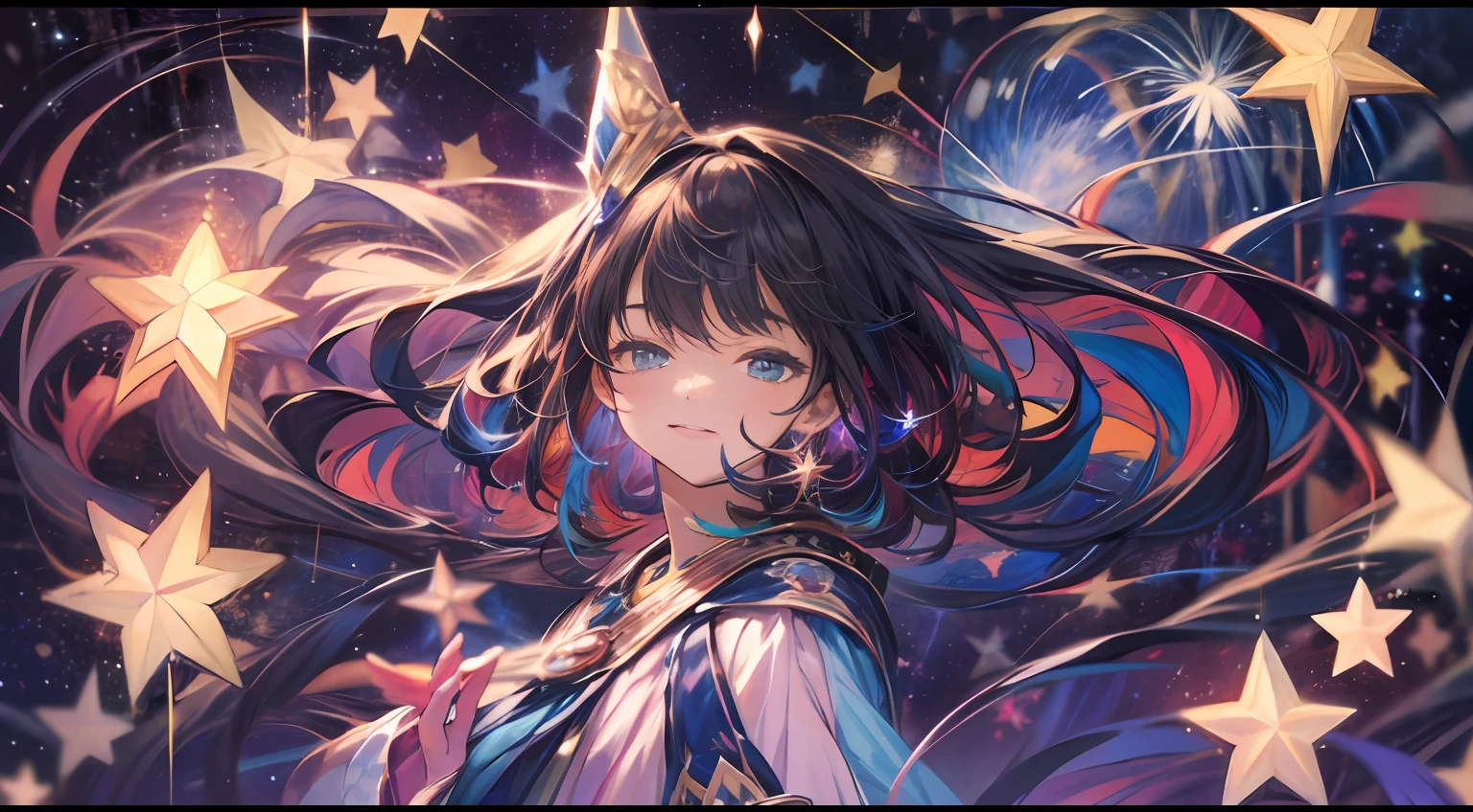8K、Illustration of a wizard in a starry night drawn in ultra-high definition detail。The subject is1In the wizard of man、A large number of fireworks illuminate the starry sky。She has magical powers、Surrounded by glowing fireworks。Hair shines like stars、The inner color shines like colorful fireworks。
The background is a beautiful starry night sky、It creates a wizard's strength and mysterious atmosphere.。big crowd々Depicts a scene enjoying a starry night、There is a lively atmosphere in the air。
Pose with grace as a wizard、Holding a magic wand in both hands、Preparing to unleash magic。Her wielding magical powers on a starry night is beautifully depicted.。
The costume is dressed like a wizard.、It expresses an enigmatic charm worthy of the magic of a starry night。By making the inner color shine colorfully、It expresses her magical powers and charm。
His expression is a smile full of confidence and elegance.、Enjoying a starry night full of magical powers。Her eyes are filled with a magical glow.、You can feel your strength as a wizard.。
The composition is centered on the subject.、The beauty of the starry night and fireworks dominates the entire illustration。It depicts a fantastic world in which the graceful figure of the wizard and the brilliance of magic are integrated.。
The lighting is fireworks and the glow of a starry night illuminate the entire illustration.、Highlights the charm of the wizard。
The colors are the brilliance of fireworks and the mysterious colors of the starry night.、The colorful glow of the wizard's costume and hair is beautifully represented。The inner color also shines colorfully.。
Effects depict fireworks and the glow of magical powers、The charm and mystical powers of wizards stand out even more。
The background effect is a fantastic scene of a starry night and the dynamism of lively fireworks.、The power of the wizard and the mystical charm of the starry night are emphasized。