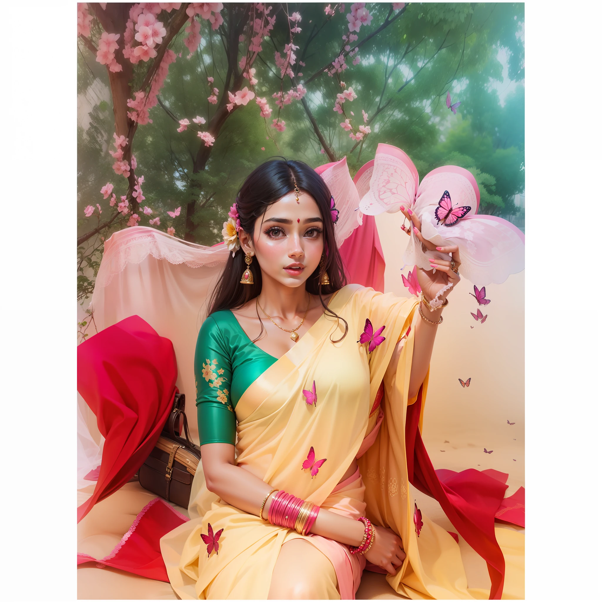 Love background pink saree butterfly colour my love 💖