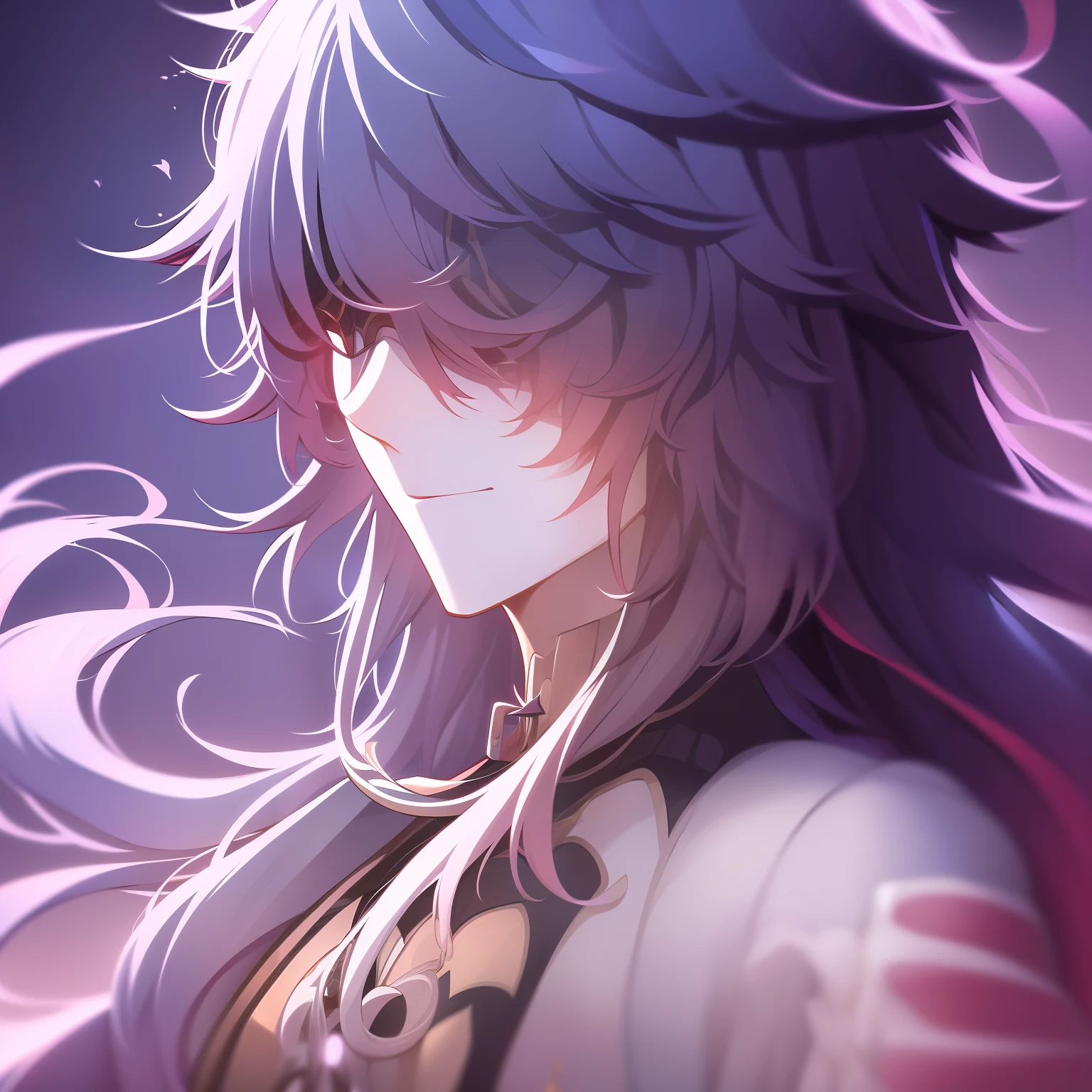 1man, Blade from honkai star rail, white hair, calm, detailed, beautiful face, calm atmosphere, looking at viewer, interesting composition