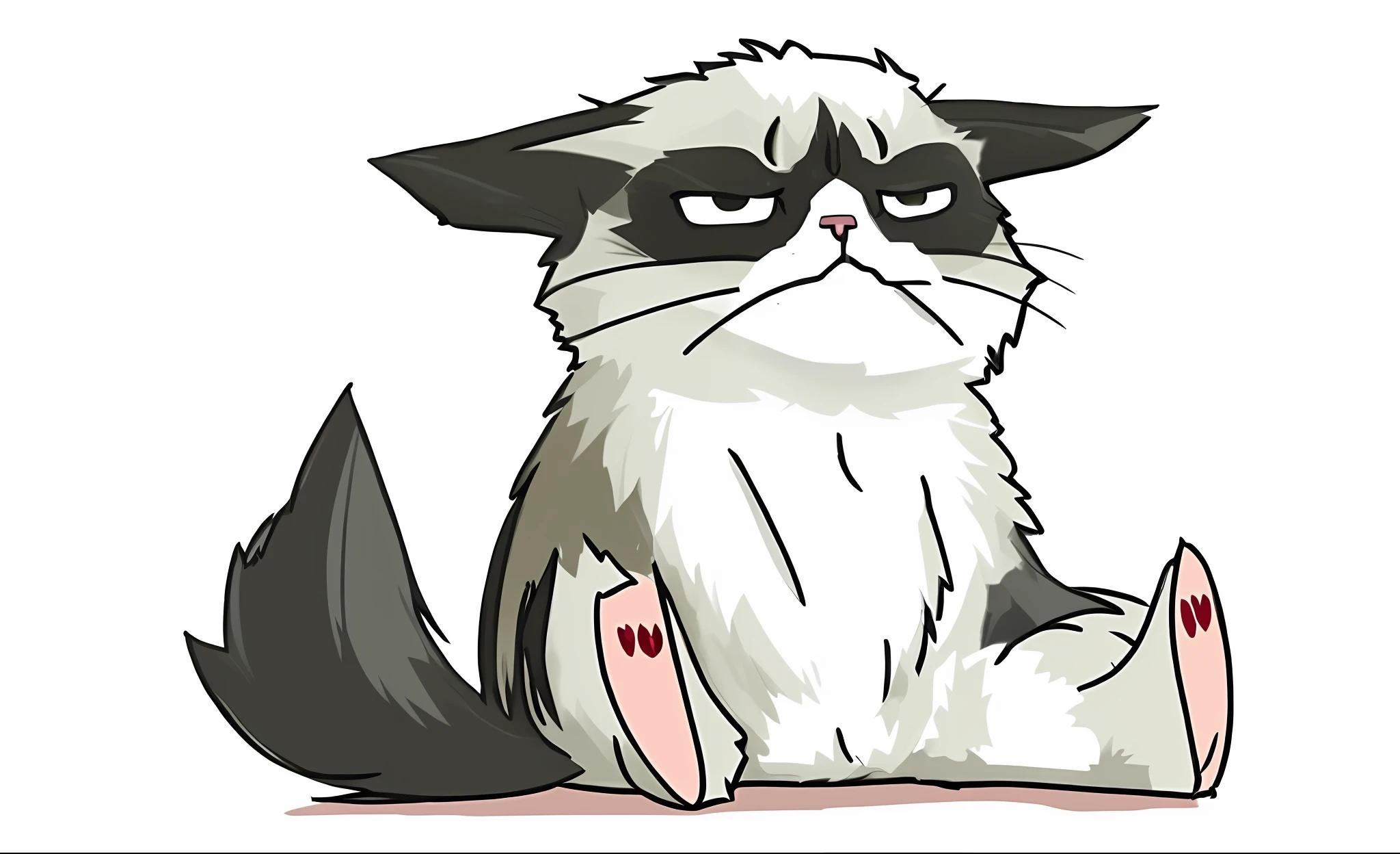 A close-up of a grumpy cat sitting down, Grumpy [ Old ], soft but grumpy, Grumpy, Grumpy cat, angry cat, sad cat, Evil pug, Frowning, anime cat, grumpy cat smiling ear to ear, frowning expression, angry looking, an extremely angry, sad grumpy face, Depp, angry look, scowling!