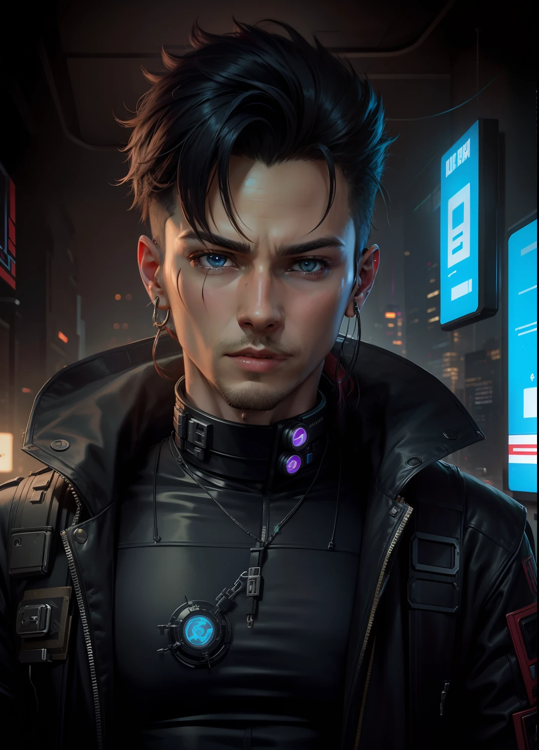Cyberpunk. handsome boy. Real face. 8k utra hd.