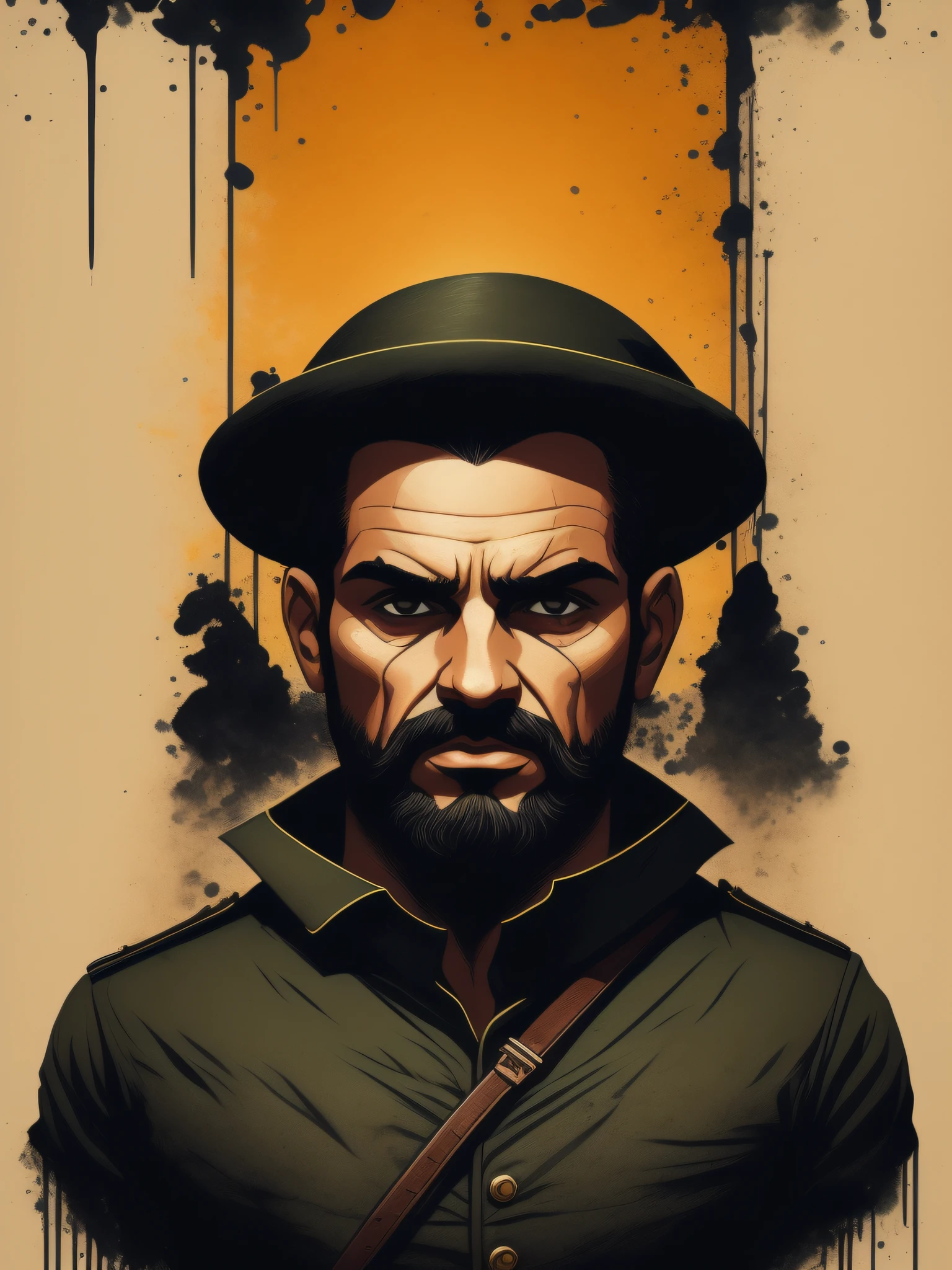soldado, arte da camiseta, 2D, ((fundo preto: 1, 5)), vetor, cores vivas, obra-prima, melhor qualidade, detalhes intrincados, perfect symmetrical face, detalhes realistas, gothic theme, luz de aro, luar, cinematic shading, Greg Rutkowisk