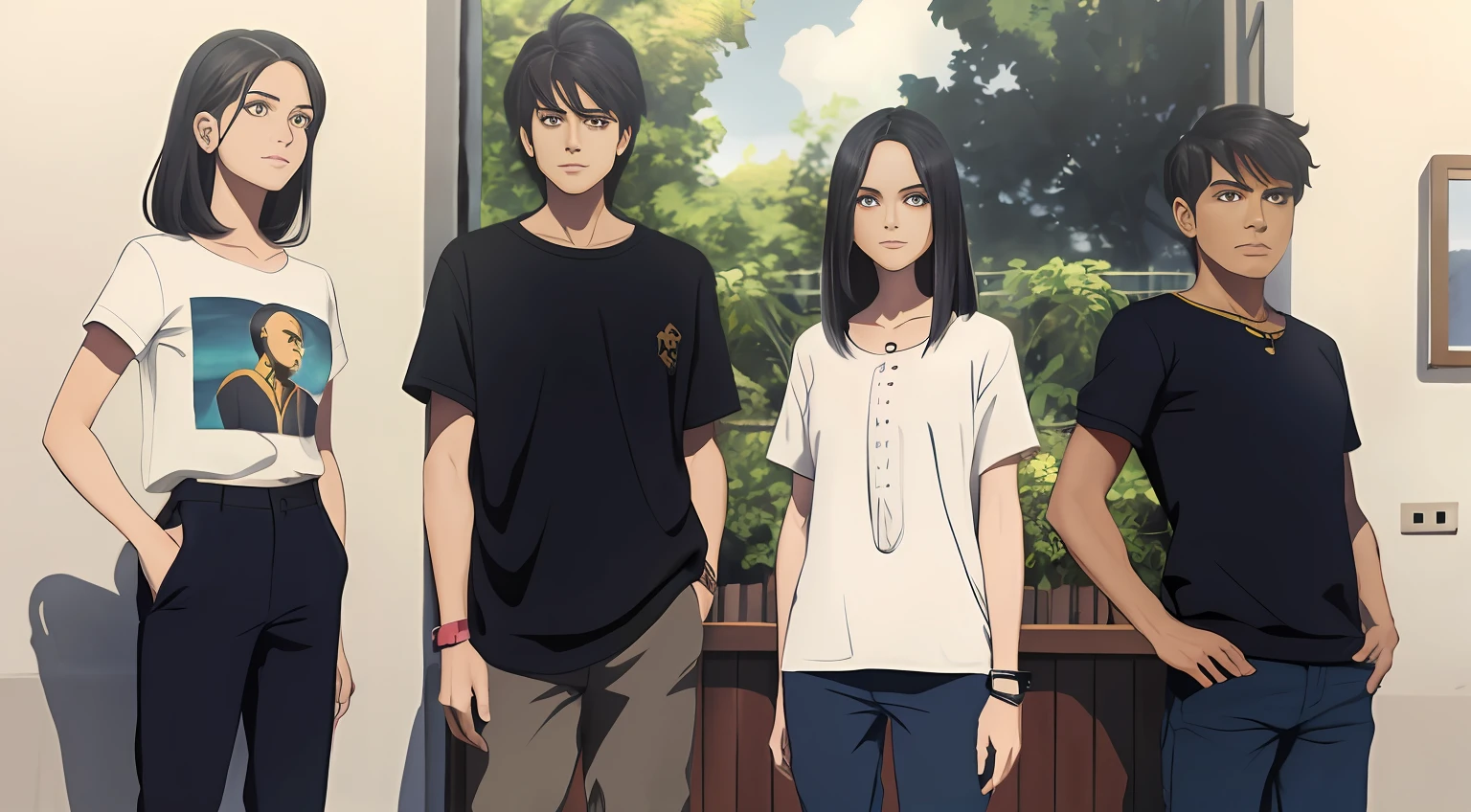 Gangko walked over and said, The background is off the field, (Gangko: pelo corto, cabello lacio, tierra, guapo, con reloj, Camisa casual gris, pantalones negros), Pintura tridimensional, Las personas representan 3/4, Anime surrealista, UHD, piel texturizada, alta calidad, High detail