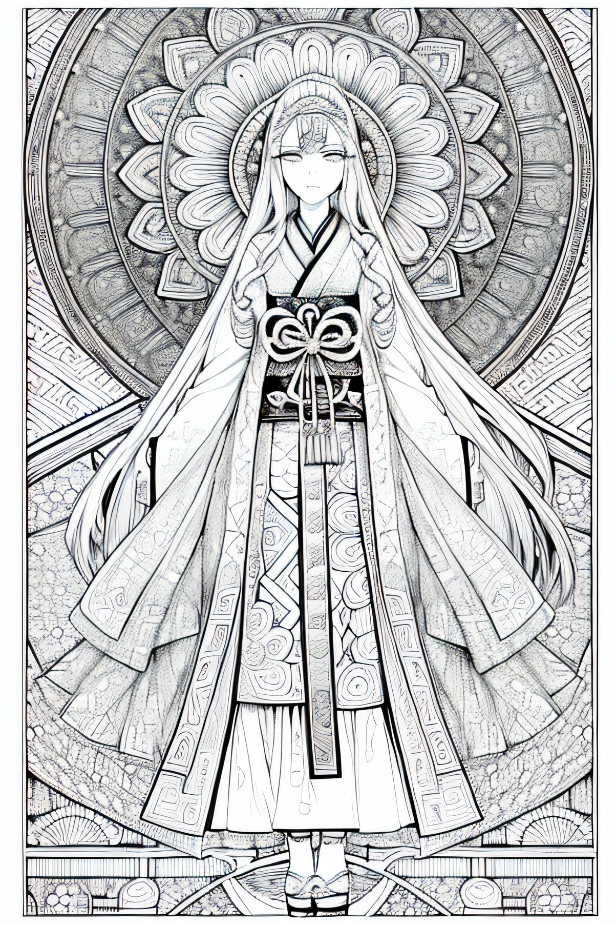 Obra-prima, melhor qualidade, ((fundo detalhado)), highres, (fundo ultra-detalhado, fundo detalhado), (fundo mandala) ultra-detalhado, extremamente detalhado, alto contraste, 1 homem meia idade, atidude sensual, hanfu, (zentangle:1.2), (Geometrical:1.2), (fundo branco: 1.5), desenho de linha limpa,
