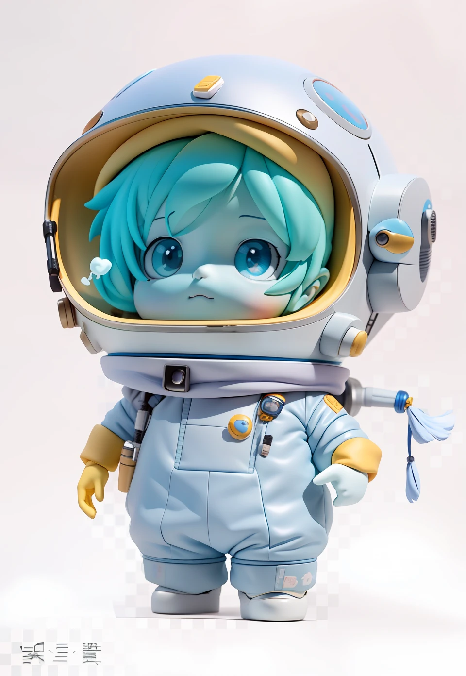 (Daisaku),(Need),(Super meticulous),(full bodyesbian:1.2)，New IP video，The main characteristics remain the same，Watchmen of the planets，cute-style，Blind box style，Bubble Mart style，The general image characteristics of intrinsic colors remain unchanged，There is a small doll, Cute 3d rendering, little astronaut looking up, Portrait anime space cadet boy, Cute 3d anime boy rendering, Cute detailed digital art, Male explorer mini cute boy, 3D rendering stylized, 3D rendered character art 8K, cute-style，The tube around the neck becomes a scarf，The scarf hangs long to the waist，Map in hand，He was carrying a large scroll，He was carrying a large scroll，The reel should be larger than the body size in front of it，The width of the scroll was twice his size，It is apparently recognizable as a scroll，