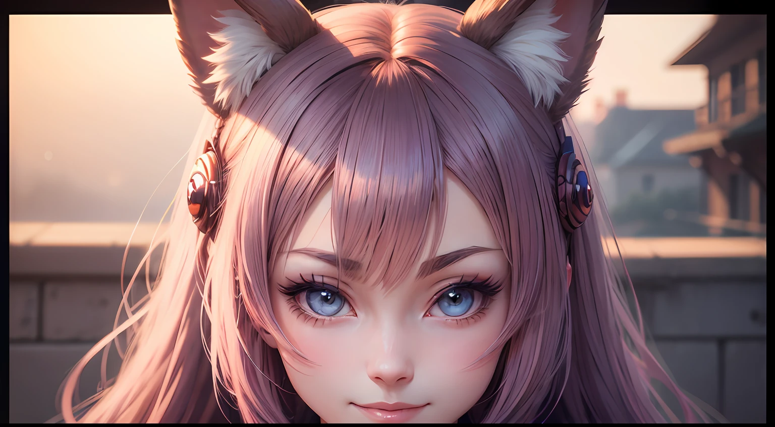 hair bobbles, wince, longeyelashes, solid circle eyes, fake animal ears, light smile, ear blush, Surrealism, drop shadow, anaglyph, stereogram, tachi-e, pov, atmospheric perspective, anime style, Art Nouveau, 8k, super detail, ccurate --auto