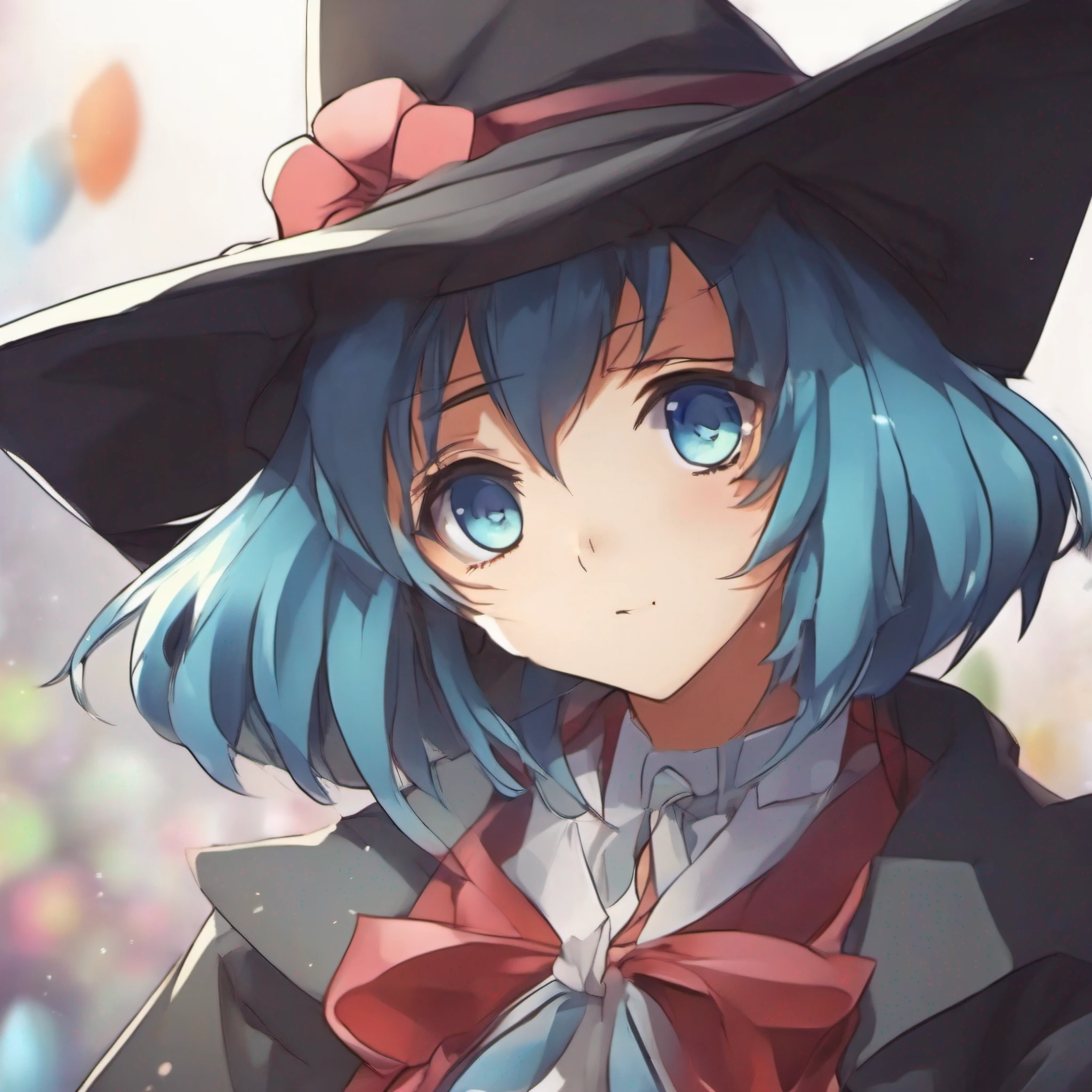 Anime girl with a hat and a coat in, alquimista, anime moe artstyle, arte detalhada do personagem de anime, Aqua, Konosuba, estilo anime konosuba, personagem de anime, personagem de anime feminino, 2 d estilo anime, cunning expression, sorriso roguish, de touhou, Preto - Mago Cabelo, Um retrato anime de Cirno