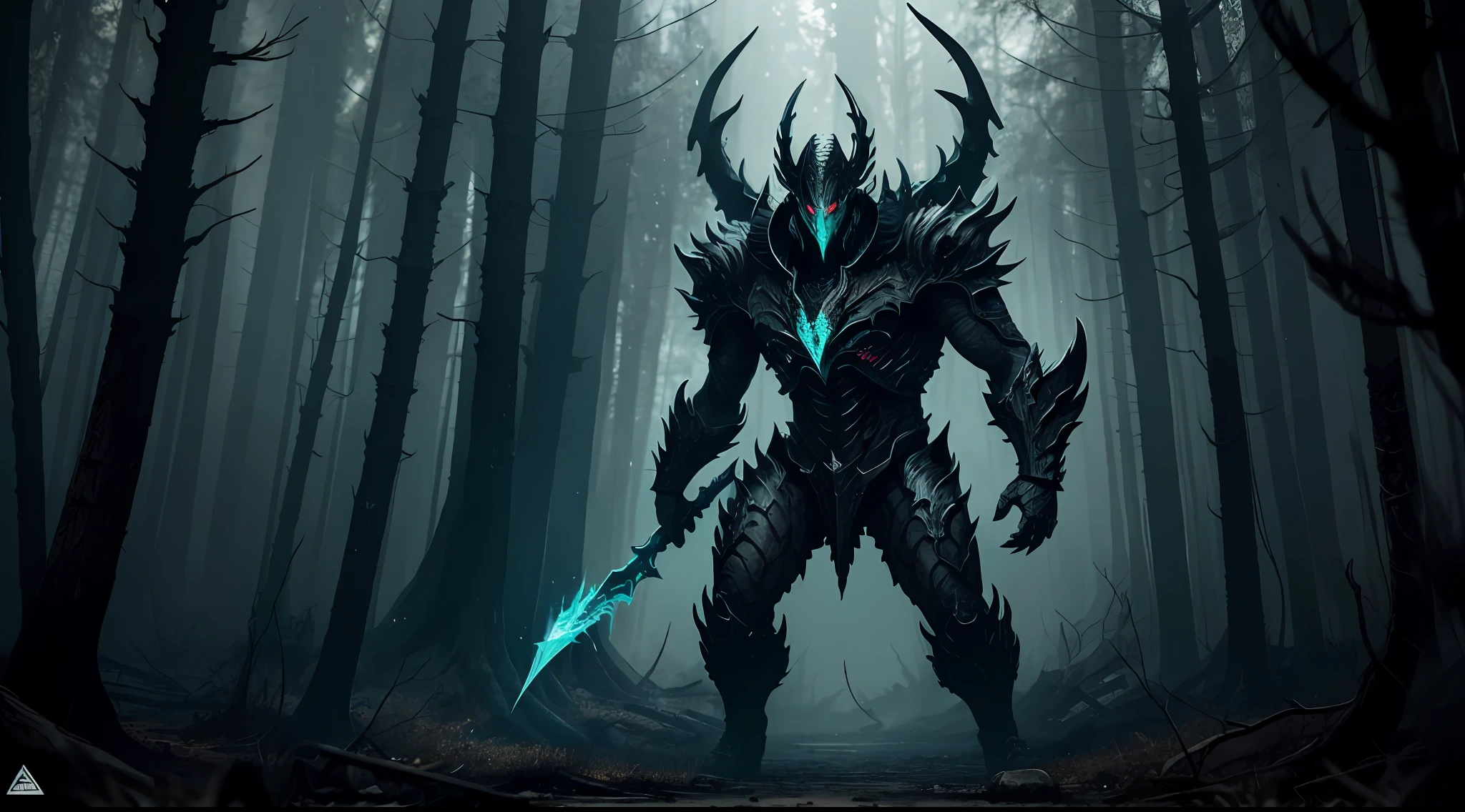Create a highly realistic image of a fearsome archdemon in a desolate and charred forest. The archdemon should be a tall, bipedal creature with jet-black skin covered in dark, menacing scales. Its eyes should glow with an intense green hue, radiating an eerie presence.

The demon's body should exude an otherworldly aura, and green flames should dance and flicker from the intricate scales on its skin. The flames should cast an ominous glow on the surrounding area.

Set the scene in a forest that appears dead and burnt, with skeletal trees and ashes scattered on the ground. The atmosphere should be filled with a sense of desolation and malevolence.

The goal is to create an image that feels incredibly lifelike, bringing the archdemon and its surroundings to life in a vivid and hauntingly realistic way. --auto