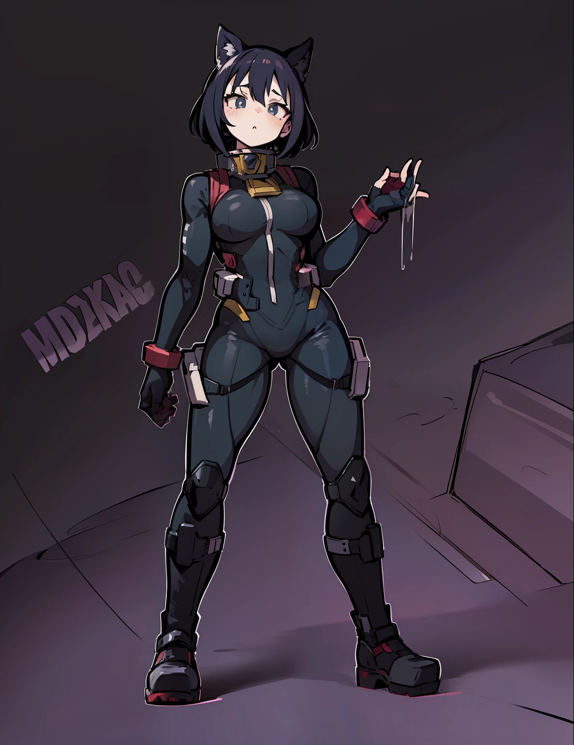 My Hero Academia style, anime Girl, female, wide thighs, wide hips, Large breast, hero suit, full body suit,