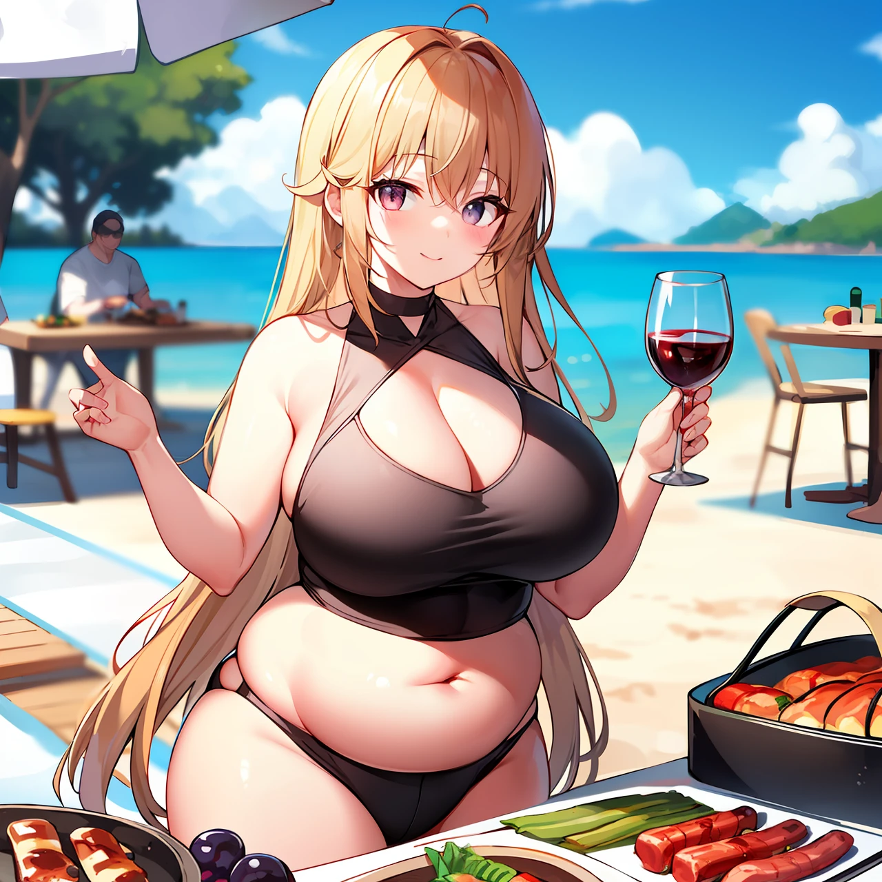 Big belly Wine in left hand Junior Barbecue in left hand