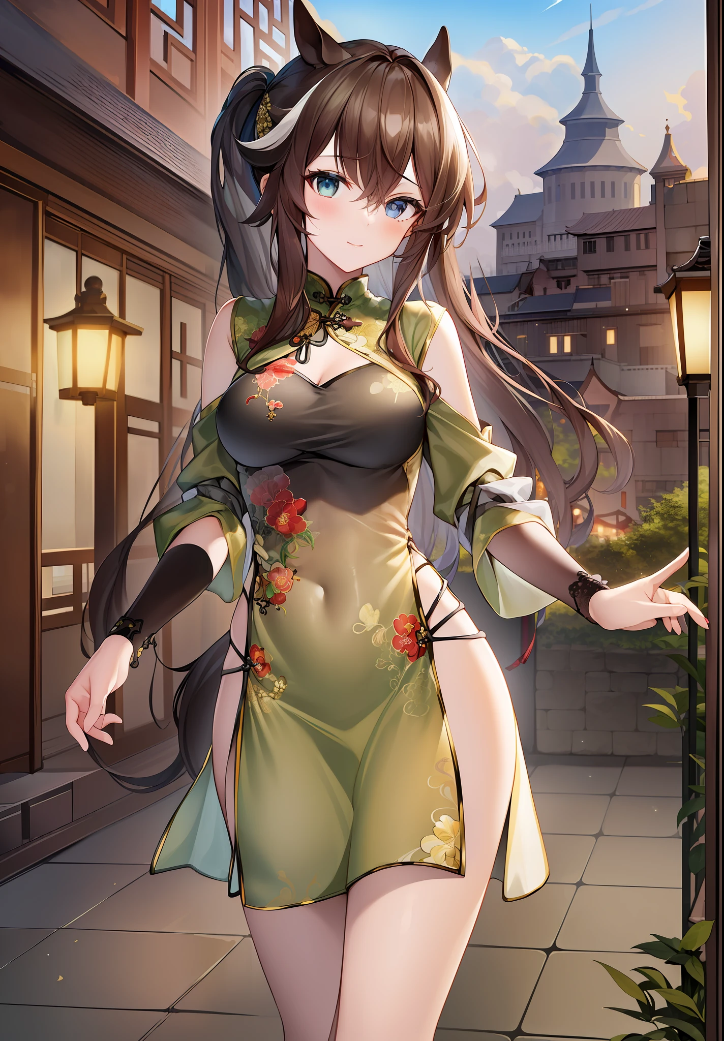 (((masterpiece, best quality, high resolution))),
1girl, china dress, dress, solo, chinese clothes,