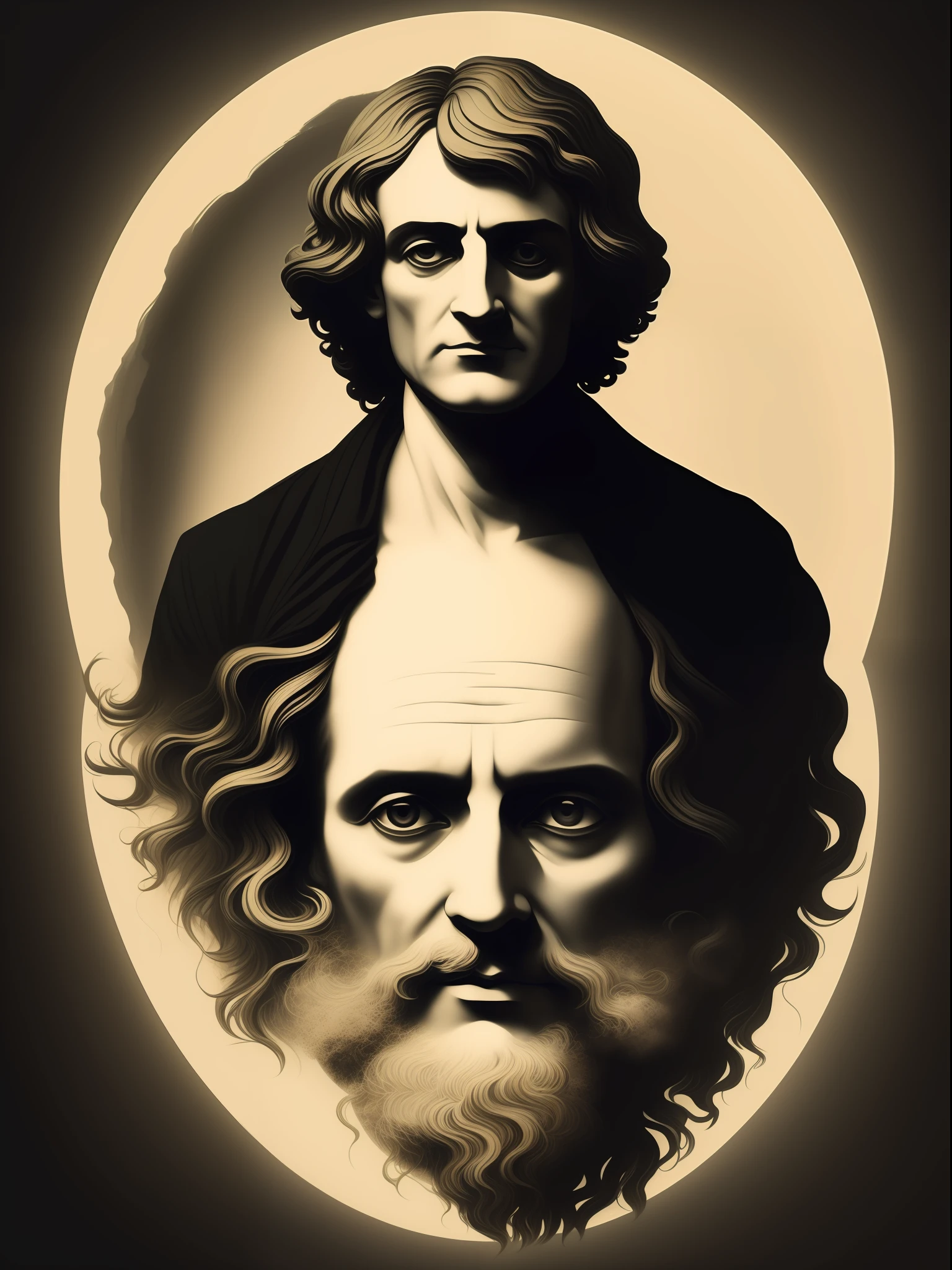 isaac newton, arte da camiseta, 2D, ((fundo preto: 1, 5)), vetor, cores vivas, obra-prima, melhor qualidade, detalhes intrincados, perfect symmetrical face, detalhes realistas, gothic theme, luz de aro, luar, cinematic shading, Greg Rutkowisk