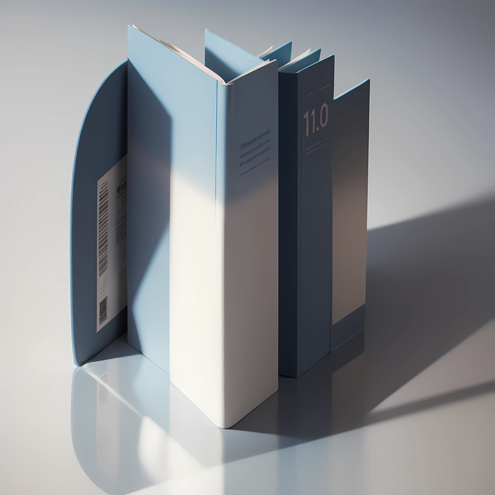 A book，Smooth ground，Book reflection，three dimensional，pale blue background：1.1 and light gray background 1.05