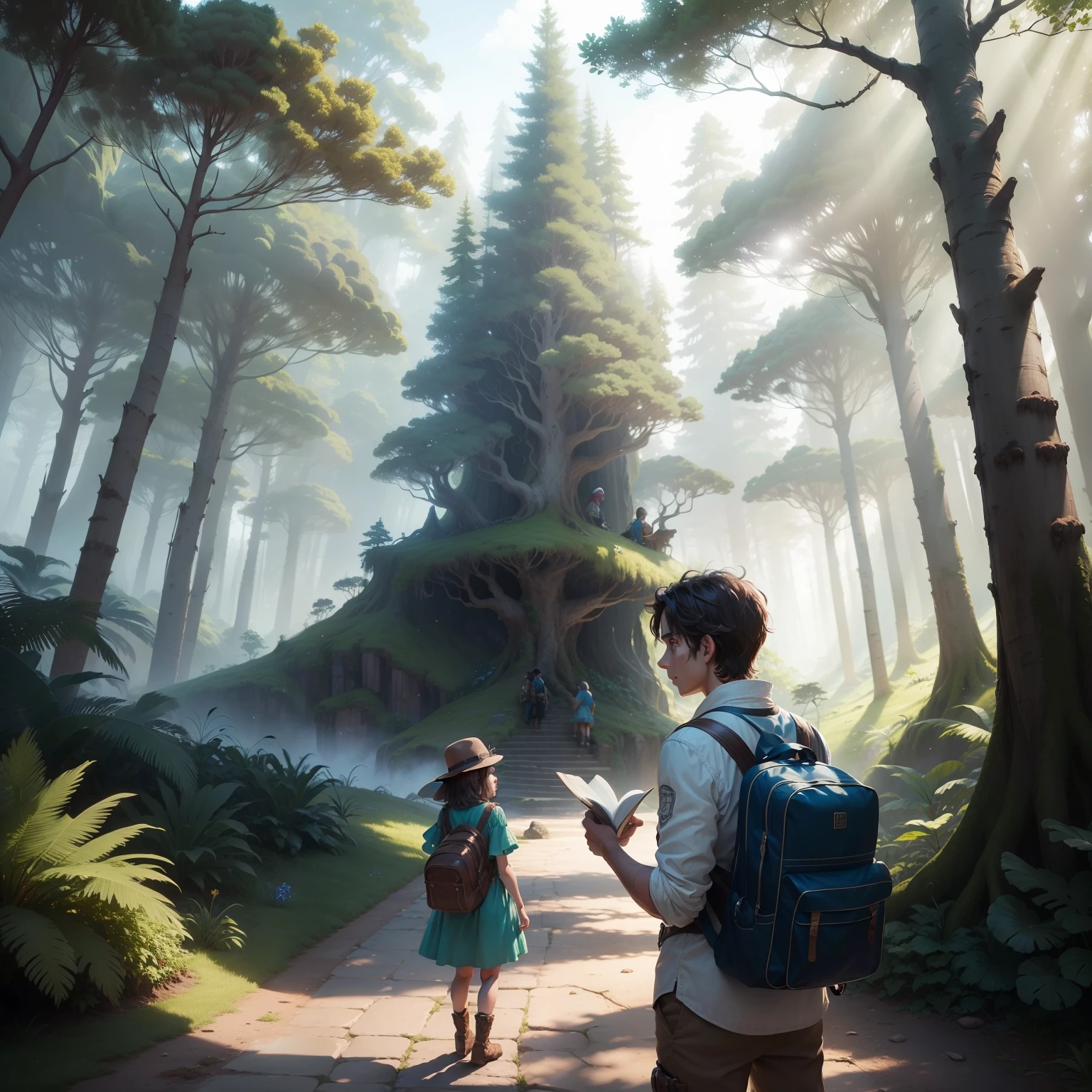 Tuco, um aventureiro de 10 anos, and his lovely little sister Lis, de 7 anos, are about to embark on an epic journey into the enchanted forest in search of the legendary Tree of Dreams. Tuco is an observer, criativo e curioso, while Lis is friendly, fun and full of imagination. Juntos, They will face challenges, They will make magical new friends and discover the power of imagination and friendship in their exciting adventure.
**Prompt for imaging in Midjourney:**
Quando Tuco, com seus 10 anos, e a pequena Lis, de 7 anos, adentraram a floresta encantada, His eyes sparkled with excitement. Tuco, holding a map in your hands, he was ready to lead the journey with his youthful determination. Ao lado dele, Lis usava um vestido rosa e ela trazia uma mochilinha com lanches para a viagem, sempre com um sorriso encantador no rosto.
The magical trail led them through stunning scenery, with gigantic trees that seemed to reach the sky and crystalline streams whose waters sang a mysterious melody. Em cada curva do caminho, friendly magical beings greeted them, curious to follow the journey of the two brothers.
The soft sunlight streamed through the treetops, creating an enchanted setting for Tuco and Lis' adventure. Borboletas coloridas voando entre eles
Finalmente, when they reach the heart of the forest, They spotted a magnificent and imposing tree: the Tree of Dreams. Envoltos por uma luz brilhante e cintilante, The tree emanated magic and mystery.
Tuco and Lis gently touched the bark of the tree. The two of them are smiling and smiling. .
The image captures the exact moment when Tuco and Lis share this unique journey, with the enchanted forest all around and the Tree of Dreams illuminating your path full of adventure.