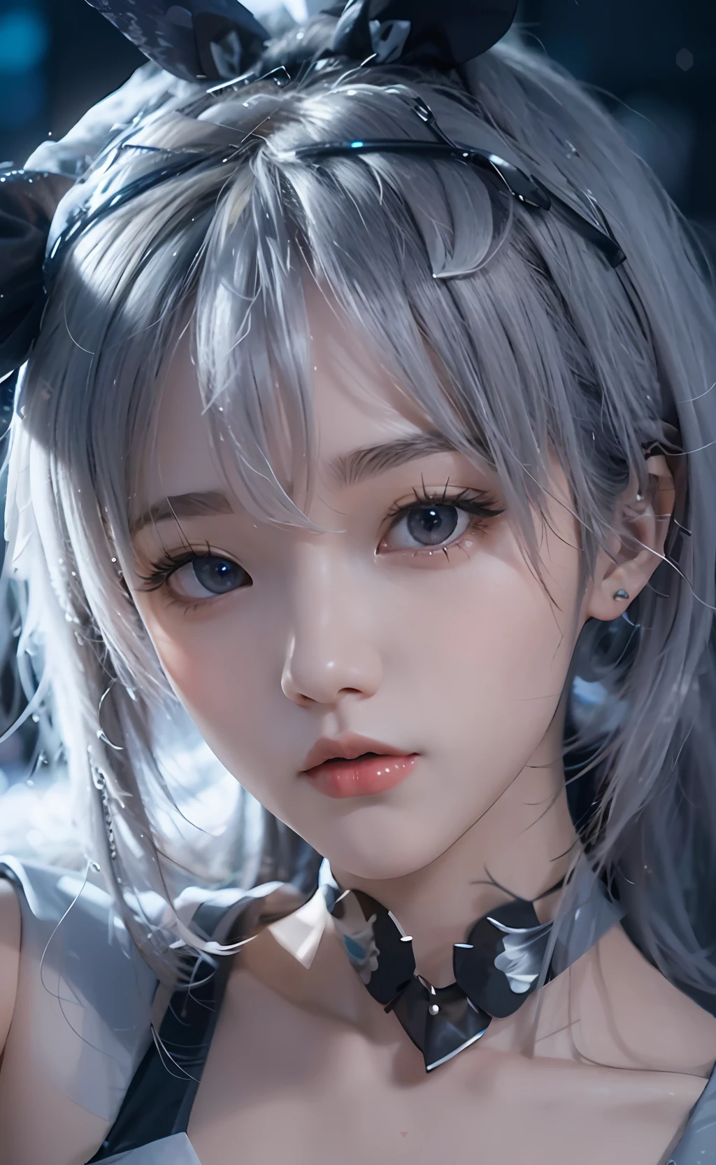 A close-up of a man with wolf ears and a bow tie, Guviz, Stunning anime face portrait, trending on cgstation, Guviz-style artwork, Beautiful anime face, Cute natural anime face, Photorealistic anime, hyper realistic anime, 3 d anime realistic, Realistic young anime girl, sakimichan, anime-inspired