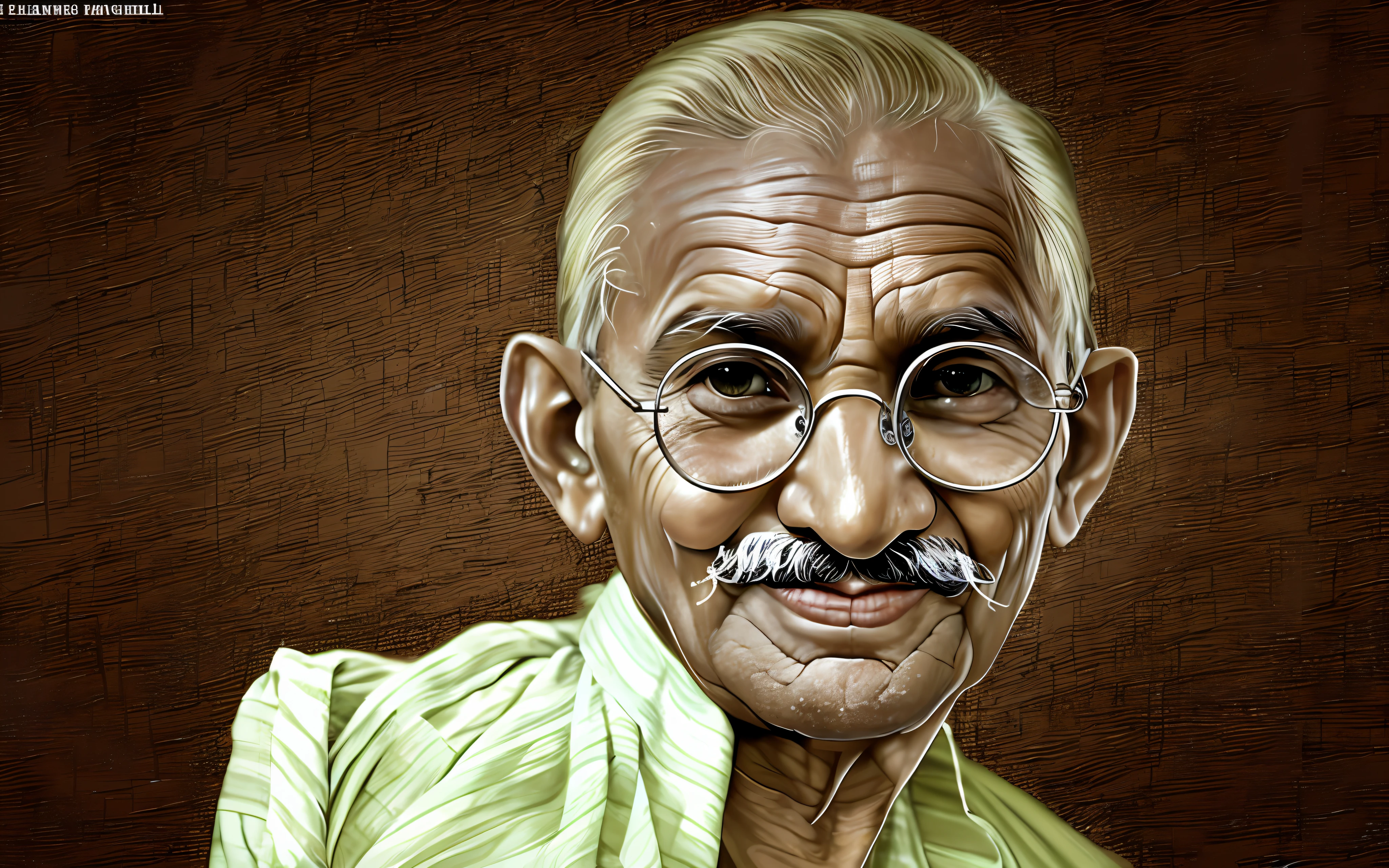 a close up of a man with glasses and a mustache, Civ Ghandi, inspirado em Bapu, GANDHI, por Bapu, wise old indian guru, uma pessoa famosa, inspirado em Ram Chandra Shukla, foto de retrato, famous illustration, pintura ditigal, Close portrait, old man, pintura beatufil, arte deslumbrante, fan art, retrato ultra detalhado