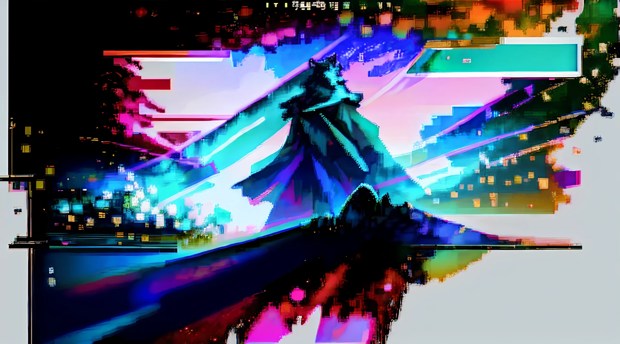 There is a painting，A man and a woman hold flowers, VHS static noise, vhs distortion, Static VHS, vhs glitch, tv static, vhs static overlay, video glitch, ( ( dither ) ), grainy footage, vhs footage still, very grainy image, grainy low quality, 8K VHS failure, dither, vhs screencap, vhs distortion