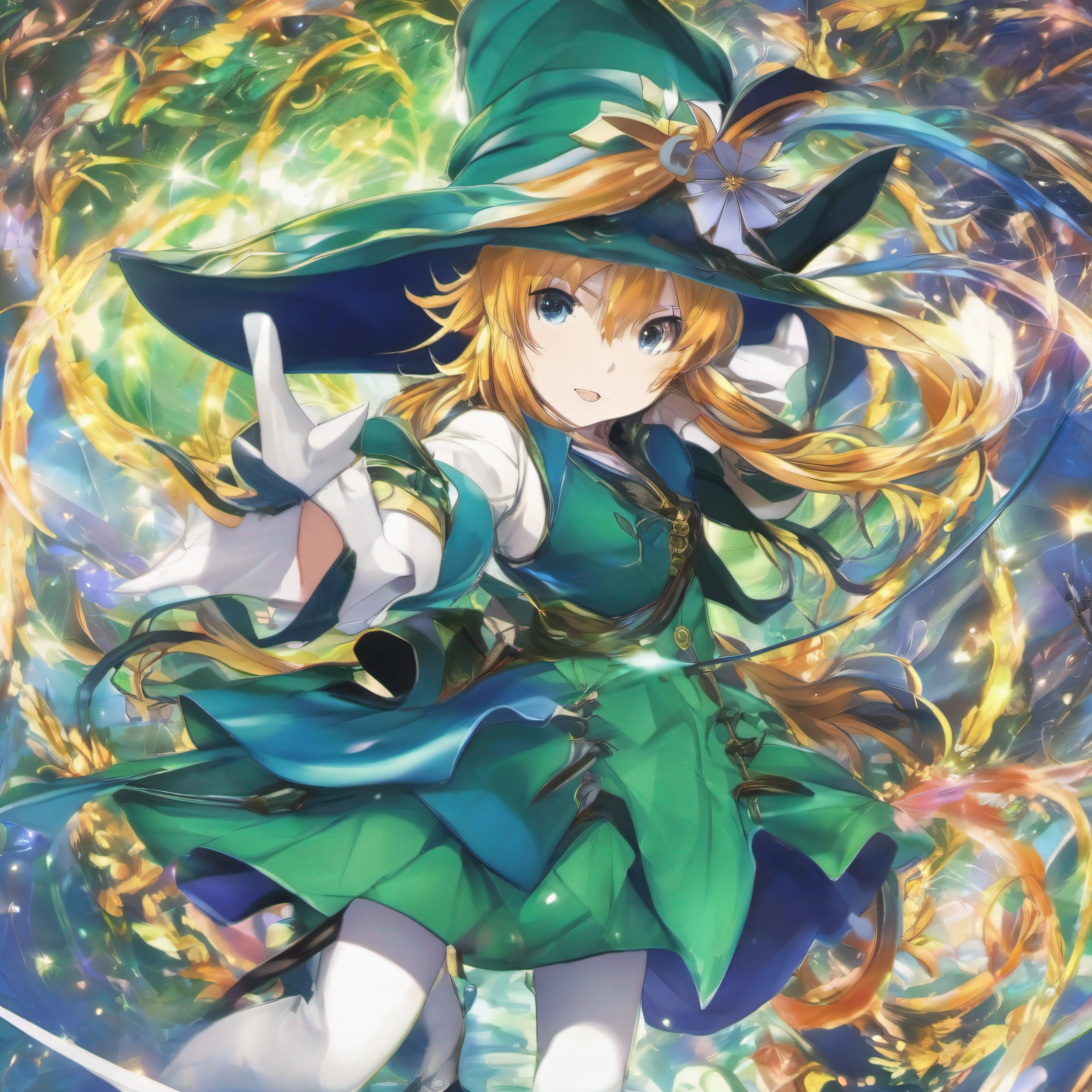 (((Rudeus))),((Obra-prima do anime))), Concentrando Magia verde azul, vortex, particuls, (sentado), 1 garoto, ambiente de fantasia, (((rindo)))