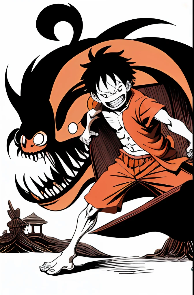 MONKEY D. LUFFY NO MODO YOKAI, DEMON FORM, ASSUSTADORA