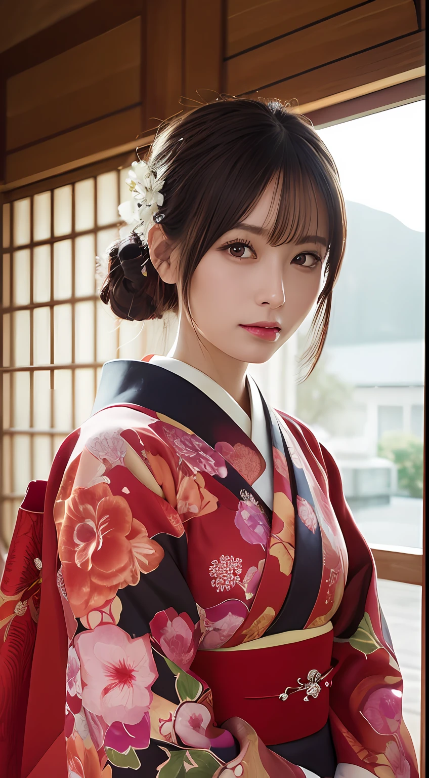 masutepiece, Best Quality, Illustration, Ultra-detailed, finely detail, hight resolution, 8K Wallpaper, Perfect dynamic composition, Beautiful detailed eyes, Kimono