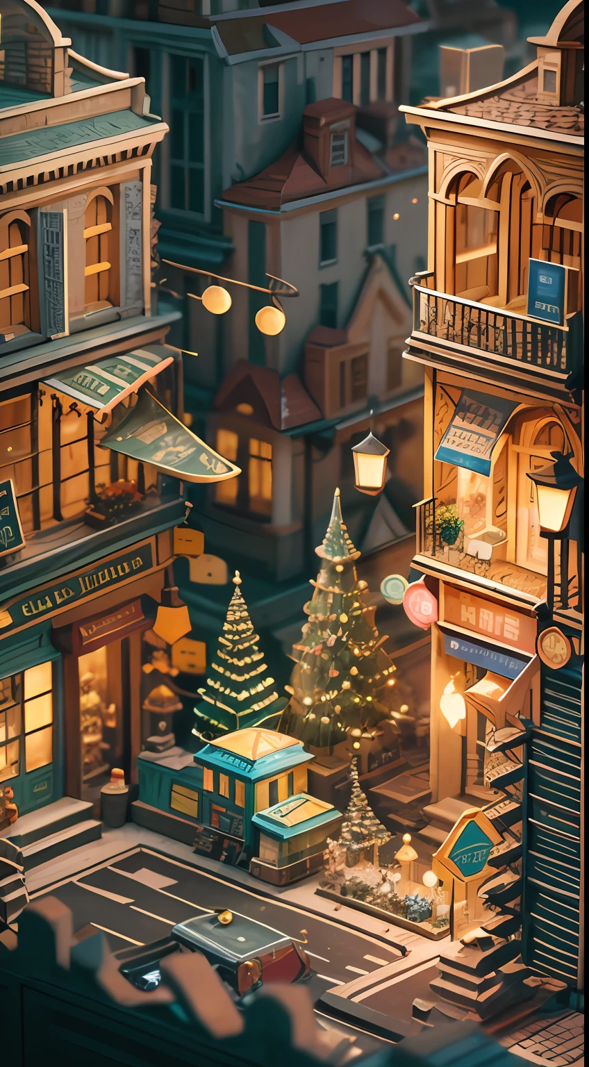 illustration: 1.3), 3D rendering of paper art, Big City, Colorful, Best quality, Detailed details, Masterpiece, offcial art, movie light effect, 4K, Chiaroscuro , Flash