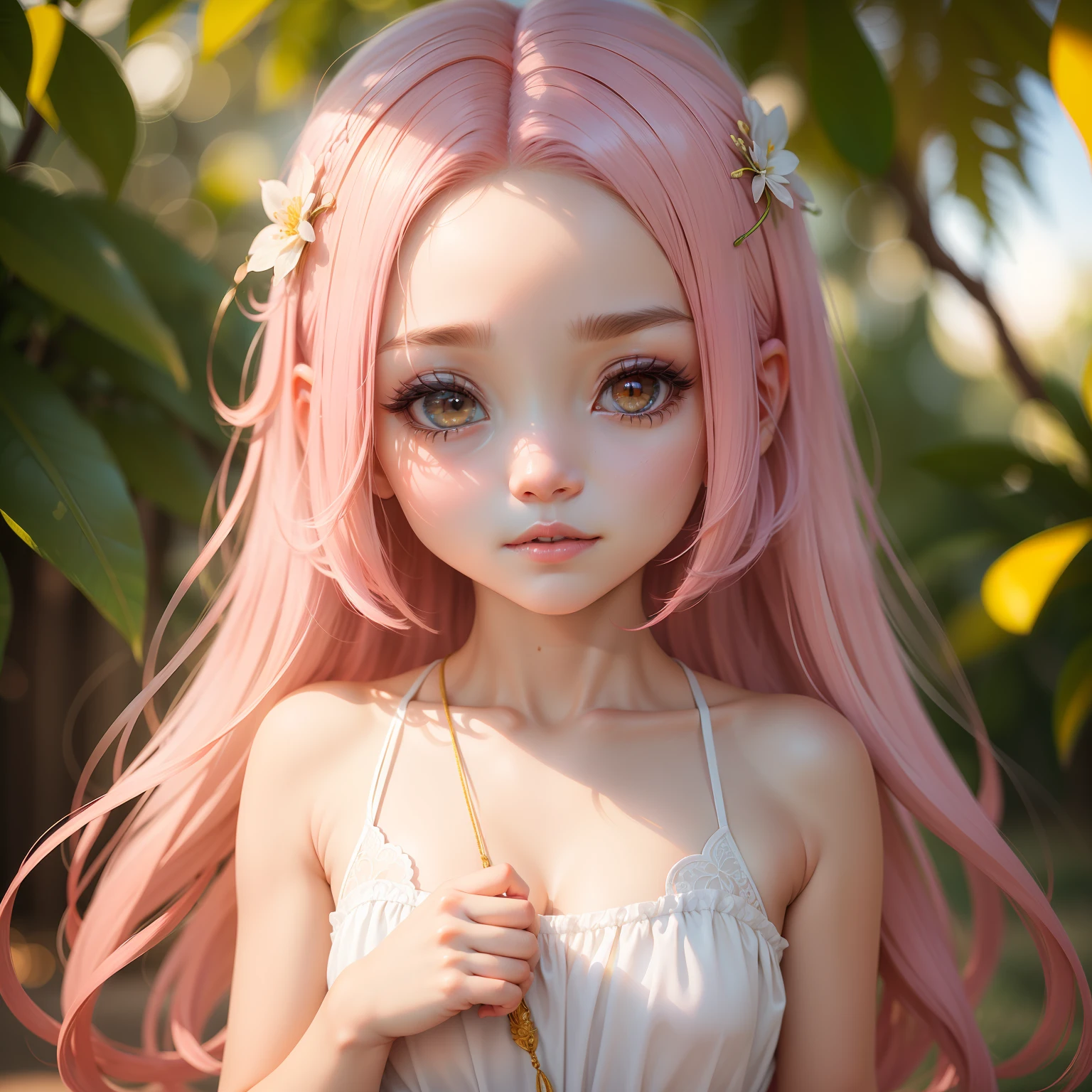 (Chibi: 1.2), (Obra-prima: 1.4), (Melhor Qualidade: 1.4), (passarinho asas Muito Bonito, Rosto Super Detalhado, Olhos Semelhantes a Joias, Cabelos loiros com rosa Muito Longos, Colored Gradient Hair: 1.4), (Anel de Anjo: 1.4), (Asas de Anjo: 1.4), (Corpo inteiro: 1.2) , leve, brilho, bokeh, super fino, mini calopsita.