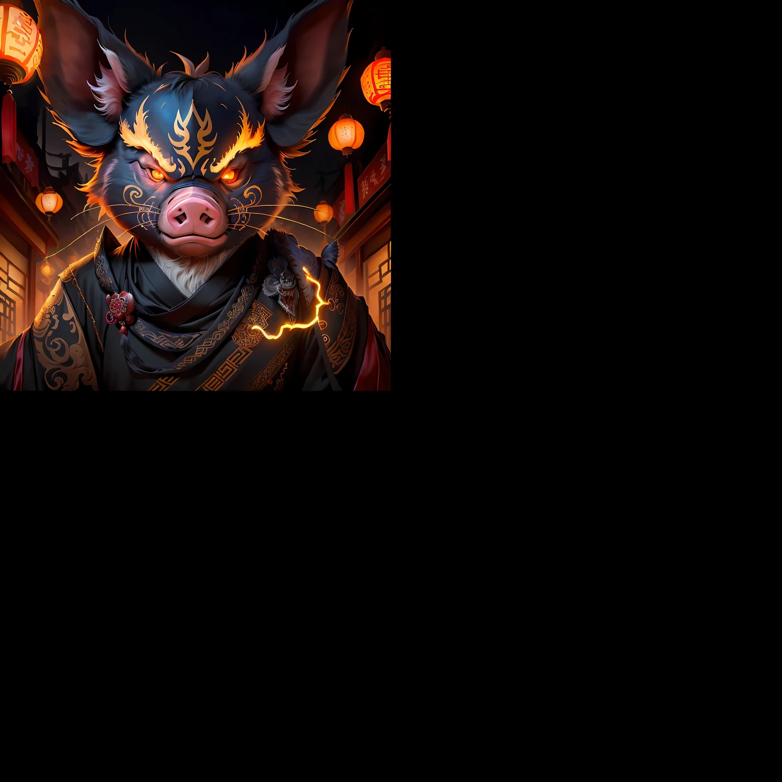 Dangerous animal with pig appearance, hiper-realismo sombra profissional, monster demon head horror