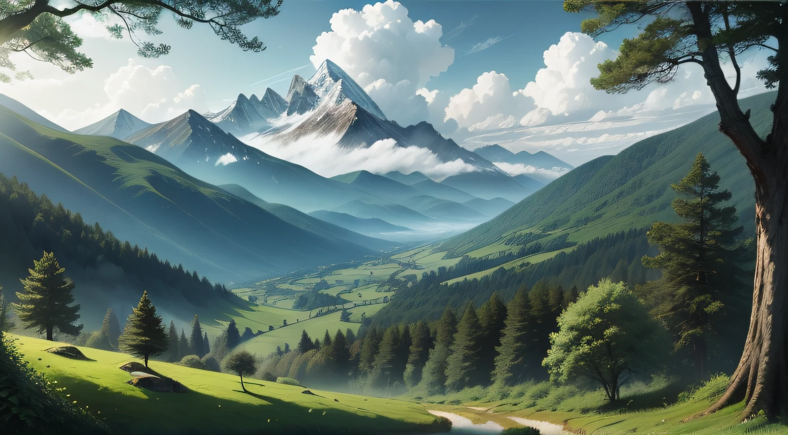 tea plant,the woods,ln the forest,Mountains,surrounded by cloud