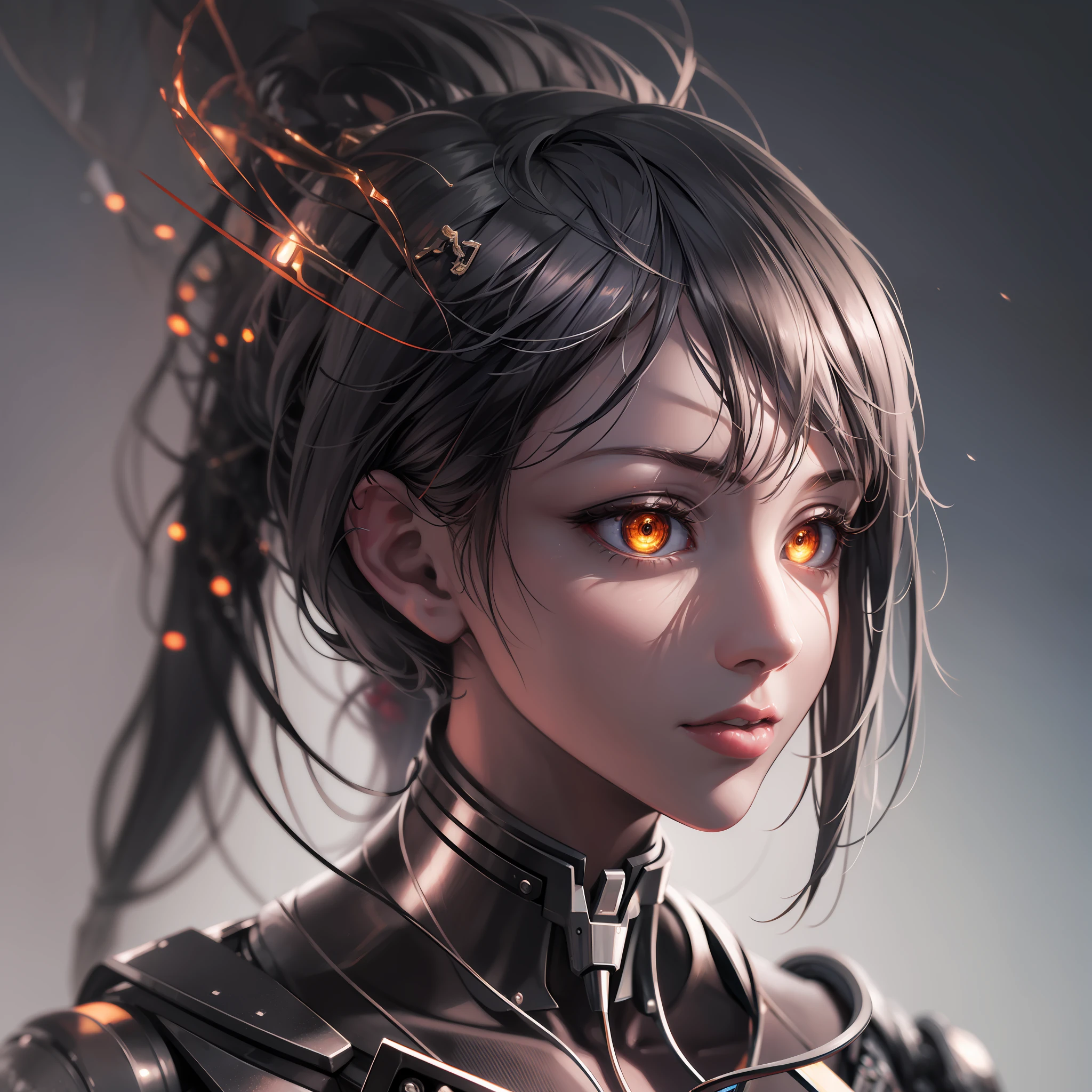 1mechanical girl,((ultra realistic details)), portrait, global illumination, shadows, octane render, 8k, ultra sharp,metal,intricate, ornaments detailed, cold colors, egypician detail, highly intricate details, realistic light, trending on cgsociety, glowing eyes, facing camera, neon details, machanical limbs,blood vessels connected to tubes,mechanical vertebra attaching to back,mechanical cervial attaching to neck,sitting,wires and cables connecting to head