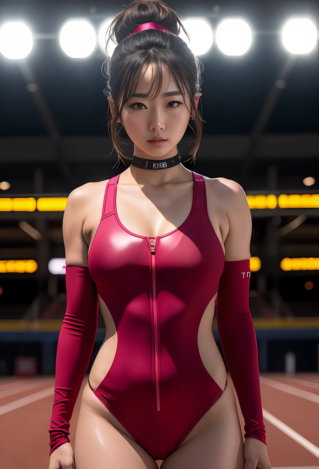 Beautiful Korean actress、Track attire、Outside Track Field、((Slimed、小柄))、Photorealsitic、a picture、​masterpiece、reallistic、真实感、photorealisim、High Contrast、Artstation 8k HD Trending Photorealistic Digital Art HD High Definition Detailed Realistic、detaileds, Skin texture, ultra-detailliert, realistic skin textures, armature, top-quality, 超A high resolution, (Photorealsitic:1.4),, hight resolution, detaileds, Raw photo, Sharp Re, Lee-Jeffries Nikon D850 Film Stock Photo 4 Kodak Portra 400 Camera F1.6 lenses Rich colors Hyper Realistic Vibrant textures Dramatic lighting Unreal Engine Trendy at ArtStation Cinestir 800,