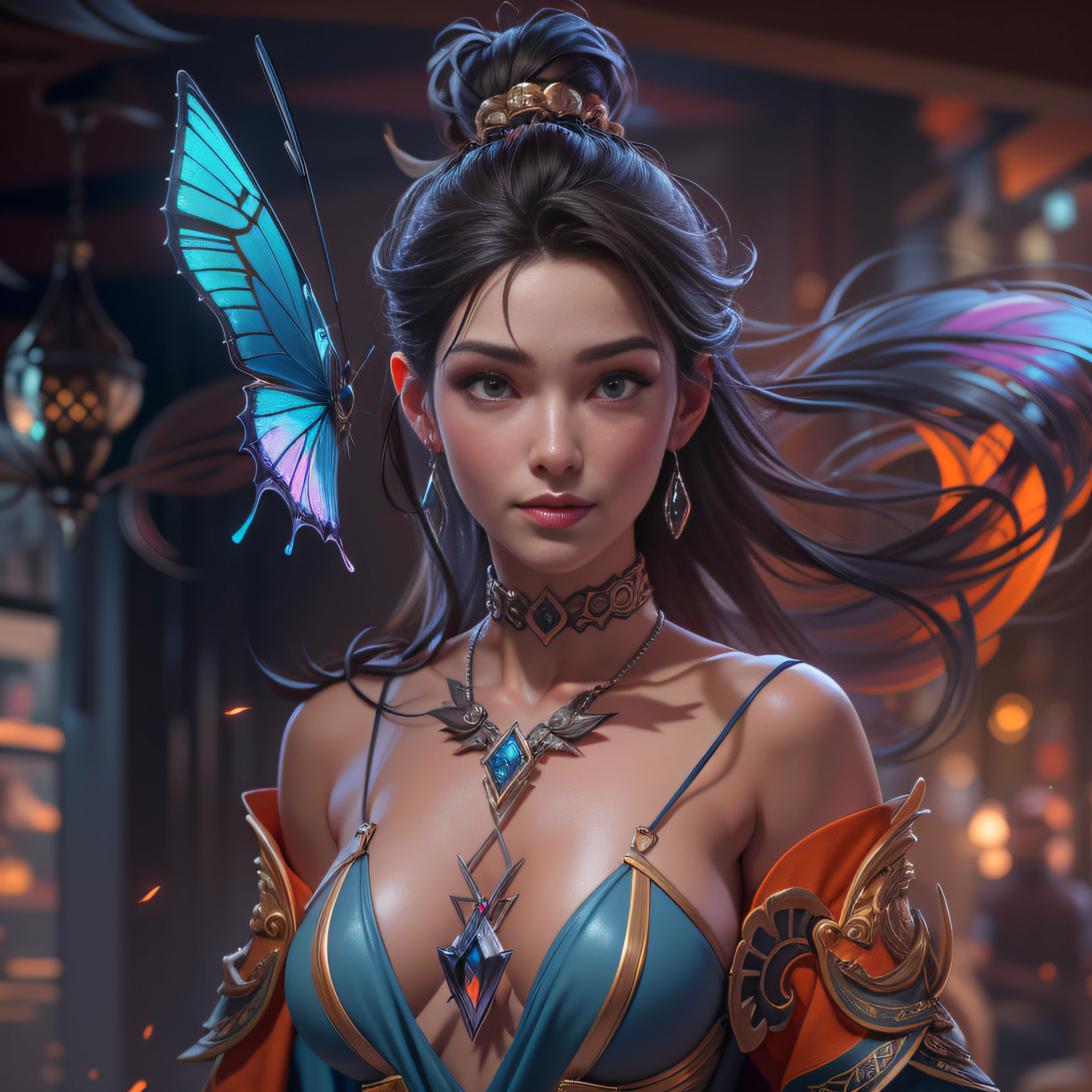 a beautiful and lovely Tibetan girl! the girl has hair up, unclothed skin, the girl is transparent robe, subtle smile, she is wearing g-string lingerie, year of 2020, the girl has a fitness look, fantasy art, luis royo, sorolla, Antwerp street, the girl has a big chest and ample hips, the girl has heart-shaped and rounded buttocks, holographic effects, heart details, iridescent butterflies, fireflies, candles, the girl has one leg slightly behind the other one, vivid colors, alien starship, luxury life, sense of movement and energy, bright color, strong lines, Rings Earrings Necklaces Bracelets blue diamonds, view from below upwards, volumetric lighting, occlusion, Unreal Engine 5 128K UHD Octane, fractalized, fBm, mandelbrot, Digital art, glow effects, Hand drawn, render, 8k, octane render, cinema 4d, blender, dark, atmospheric 4k ultra detailed, cinematic sensual, Sharp focus, humorous illustration, big depth of field, Masterpiece, colors, 3d octane render, concept art, trending on artstation, hyperrealistic, Vivid colors, modelshoot style, (extremely detailed CG unity 8k wallpaper), professional majestic oil painting by Ed Blinkey, Atey Ghailan, by Jeremy Mann, Greg Manchess, Antonio Moro, trending on ArtStation, trending on CGSociety, Intricate, High Detail, Sharp focus, dramatic, photorealistic painting art by midjourney and greg rutkowski, 16k, UHD, HDR10,((Masterpiece)), Absurdres, Vivid colors, 16k, UHD, HDR10,(Masterpiece:1.5), Absurdres, (best quality:1.5)