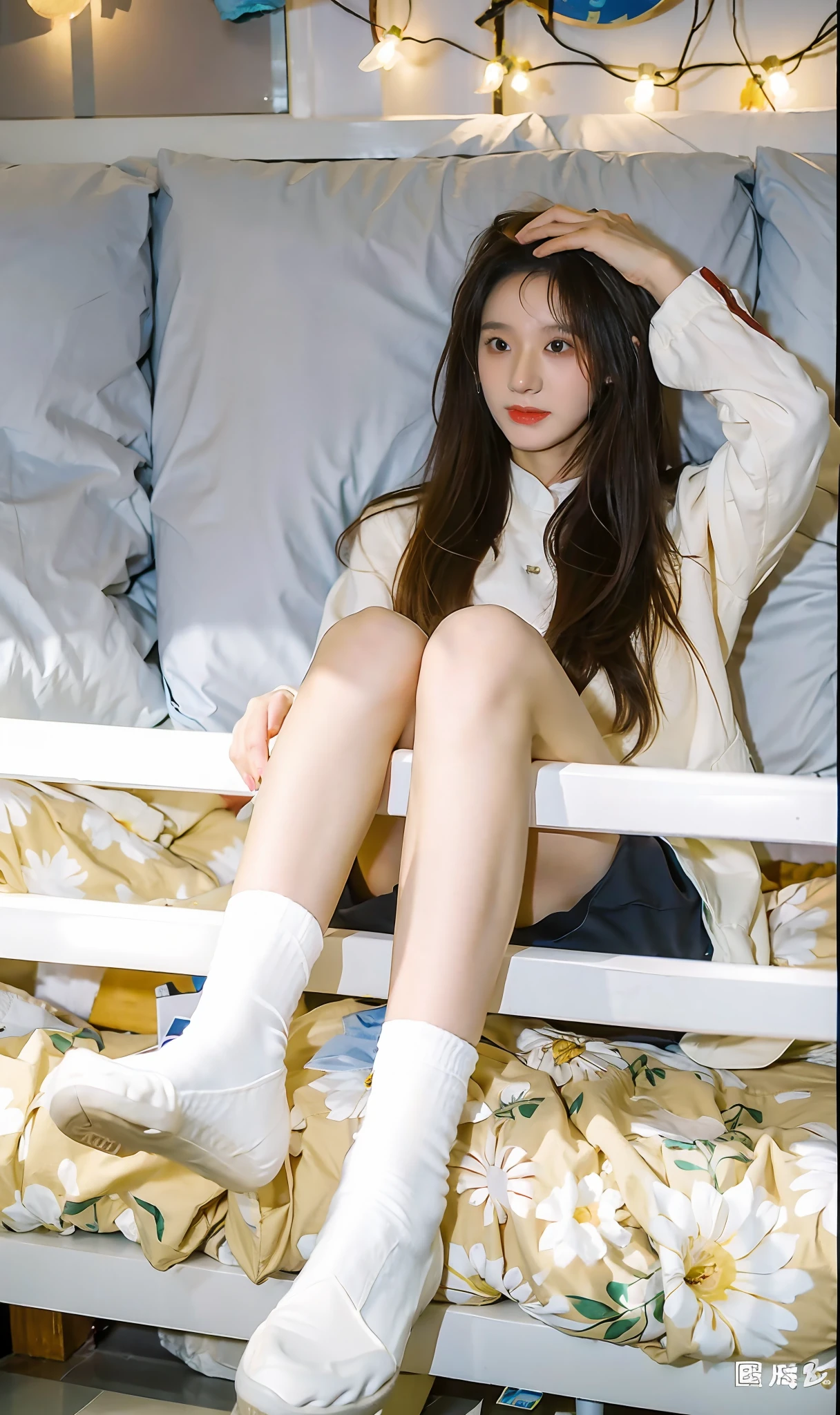 white short socks,best qualtiy,tmasterpiece,超高分辨率,(realisticlying:1.4),s girl,Juvenile