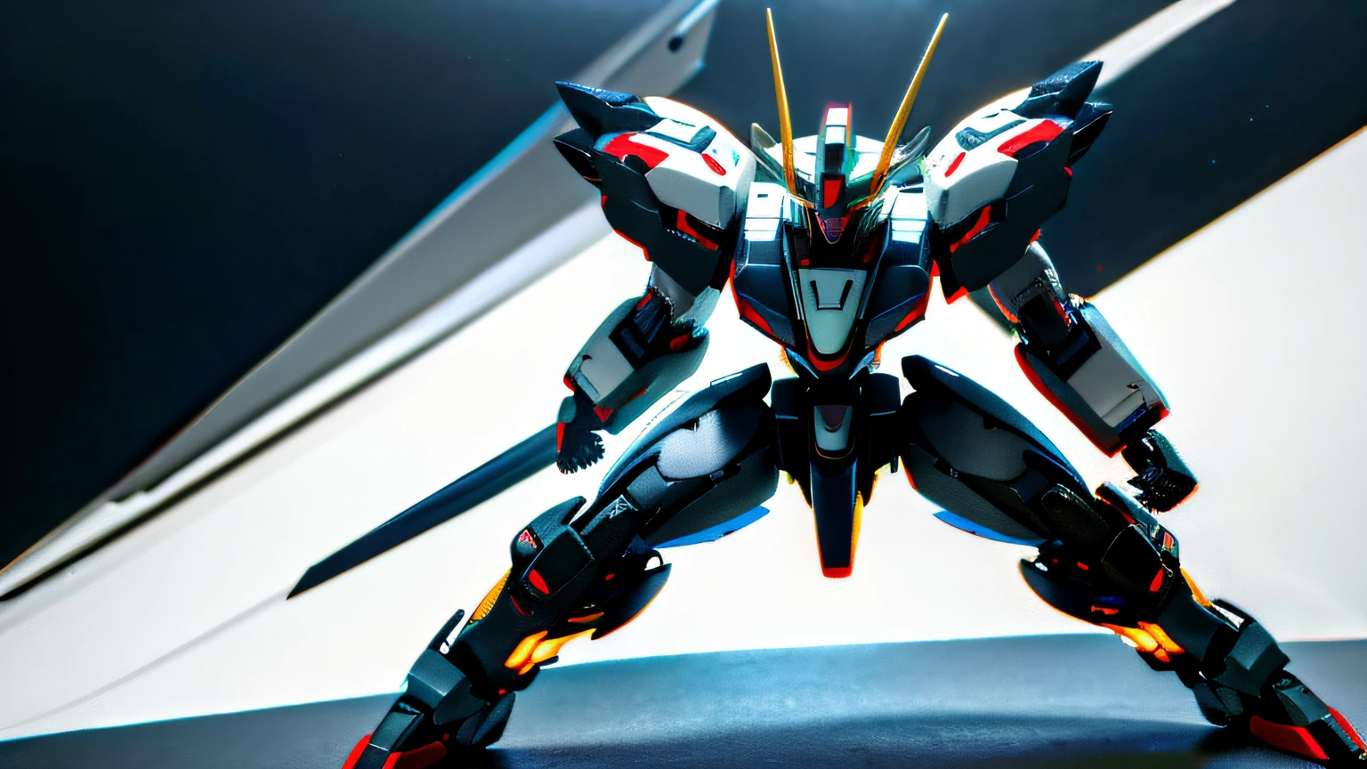((masterpiece)), a (((robot))) with sleek and menacing design, glowing eyes, full body, highly detailed