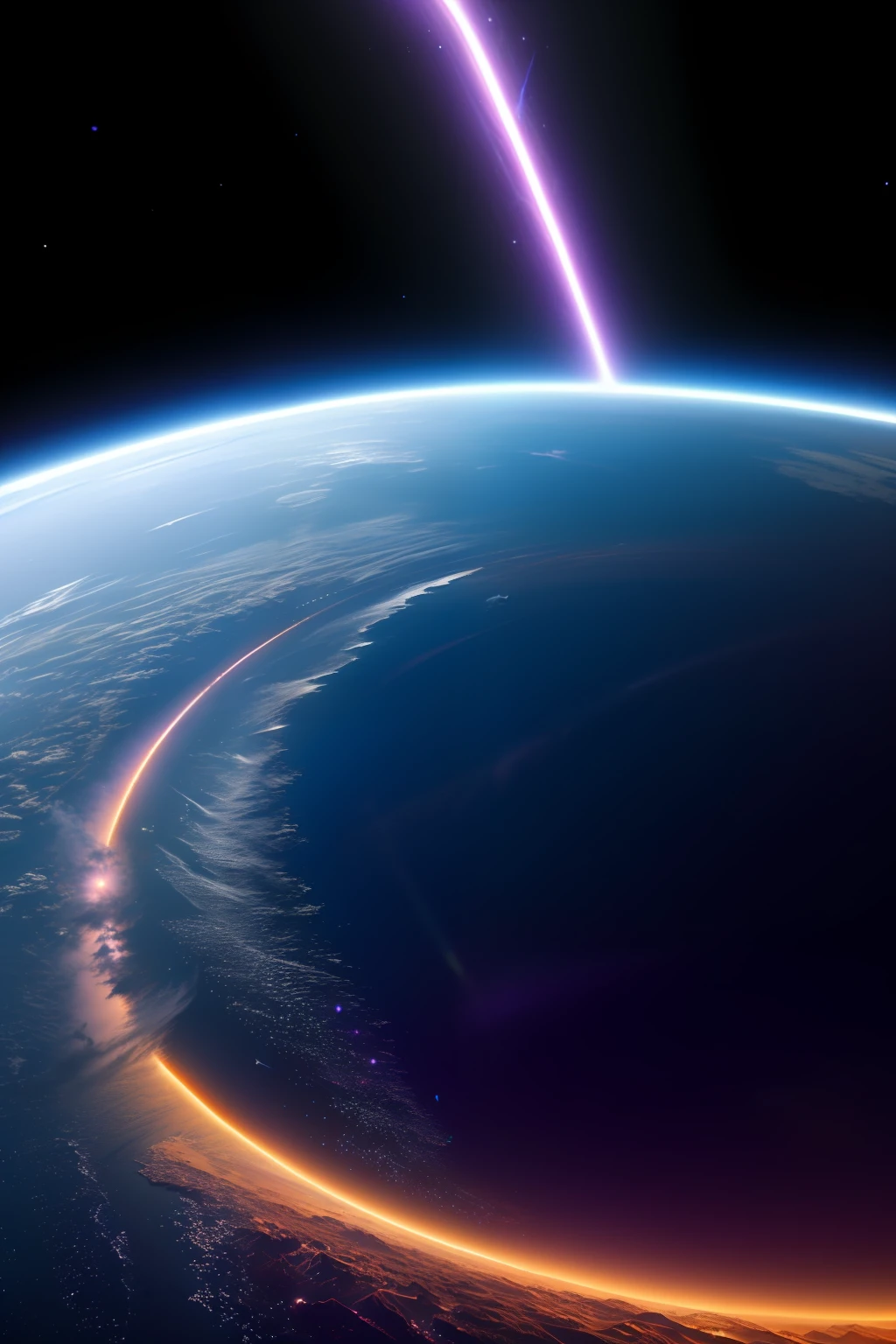 Planet from space, cosmic, purple, land, ocean, alien, solar system, colorful, fruitful, habitable, alien land, purple oceans, ice, birds, planet light years away, big, exoplanet, 8K resolution, ultra detailed, Fantasy vibe, centered, dreamlike, intricate detail, Cinematic Lightning, Unreal Engine, Realistic, Photorealistic, Hyper-detailed, insane details, Super-Resolution, Megapixel, FKAA, TXAA, RTX, SSAO, Post Processing