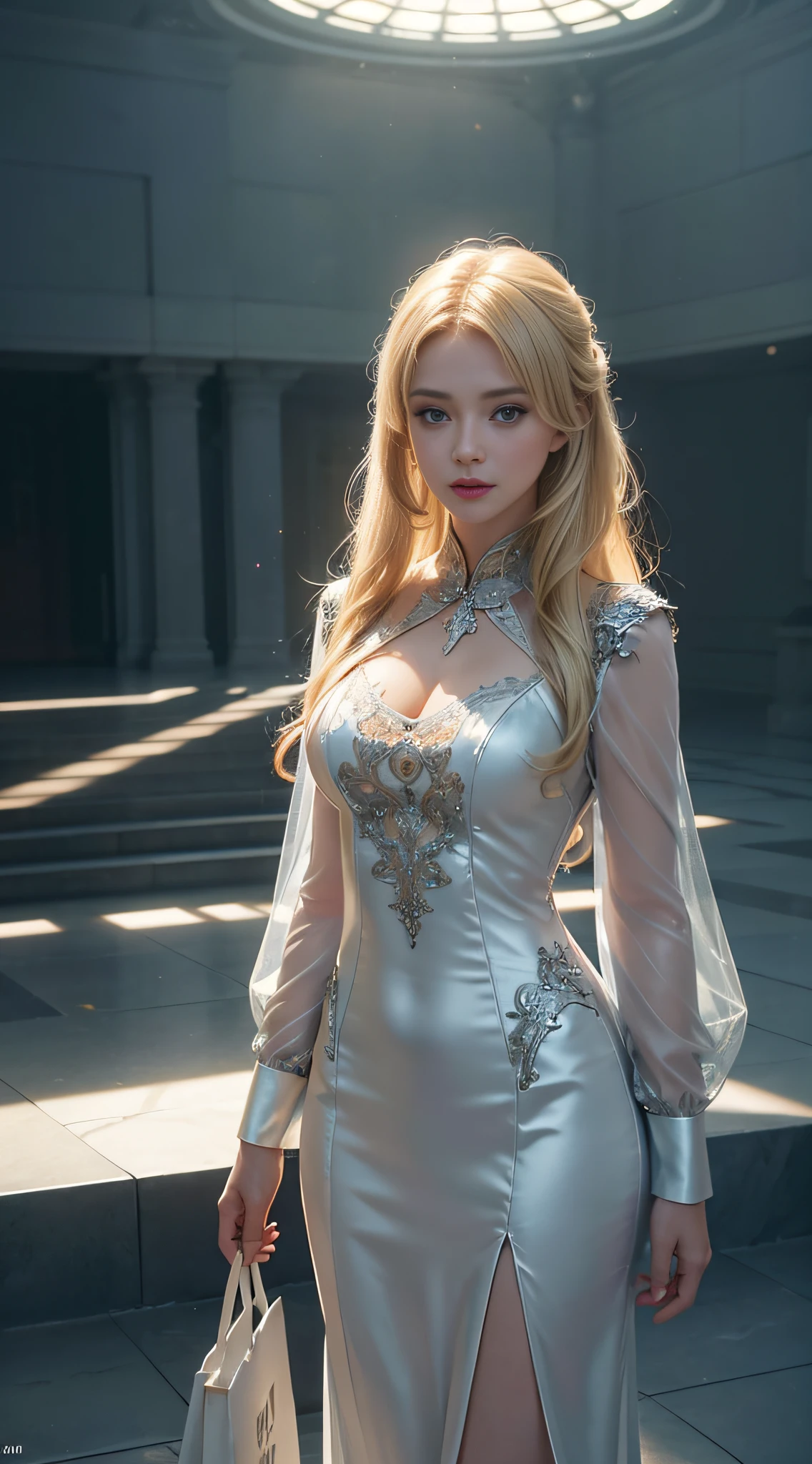 beautiful blonde supermodel standing wearing ladies formal suit, gorgeous, intricate details, stunning face, sassy, Looking at the camera, hyperdetailed, 8k, beautiful lighting, vibrant colors, cinematography, cinematic, color grading, professional color grading, Global Illumination, Screen Space Global Illumination, Ray Tracing Global Illumination, Optics, Scattering, Glowing, Shadows, Rough, Shimmering, Ray Tracing Reflections, Lumen Reflections, Screen Space Reflections, Diffraction Grading, Chromatic Aberration, GB Displacement, Scan Lines, Ray Traced, Ray Tracing Ambient Occlusion, Anti-Aliasing, FXAA, TXAA, RTX, SSAO, Shaders, OpenGL-Shaders, GLSL-Shaders, Post Processing