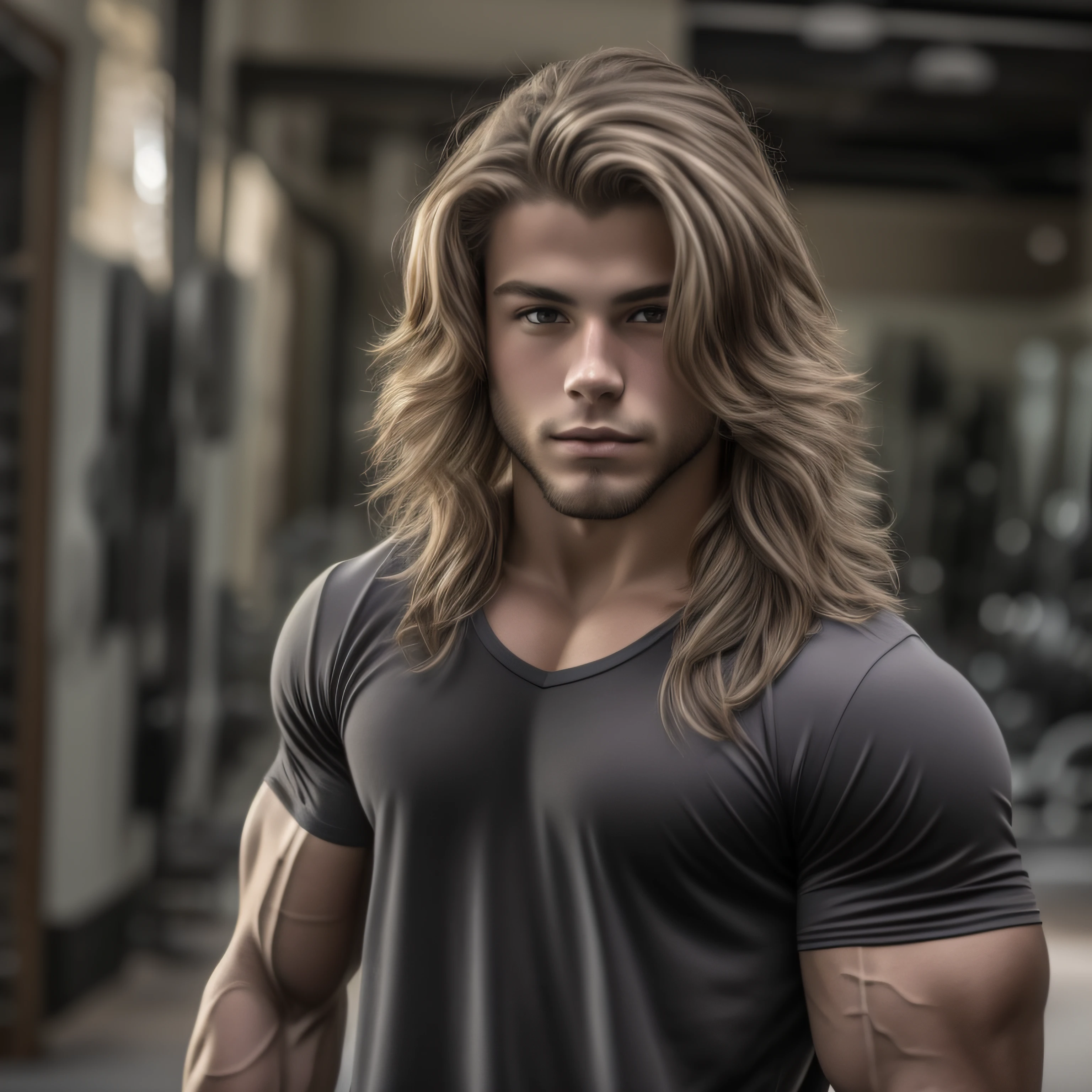 An 18-year-old boy bodybuilder, embodying the perfect fusion of Joey Lawrence and Cody Calafiore with long hair, exuding an aura of strength and confidence. Enhanced with HDR technology, this image depicts a true masterpiece. bandito, cannabis