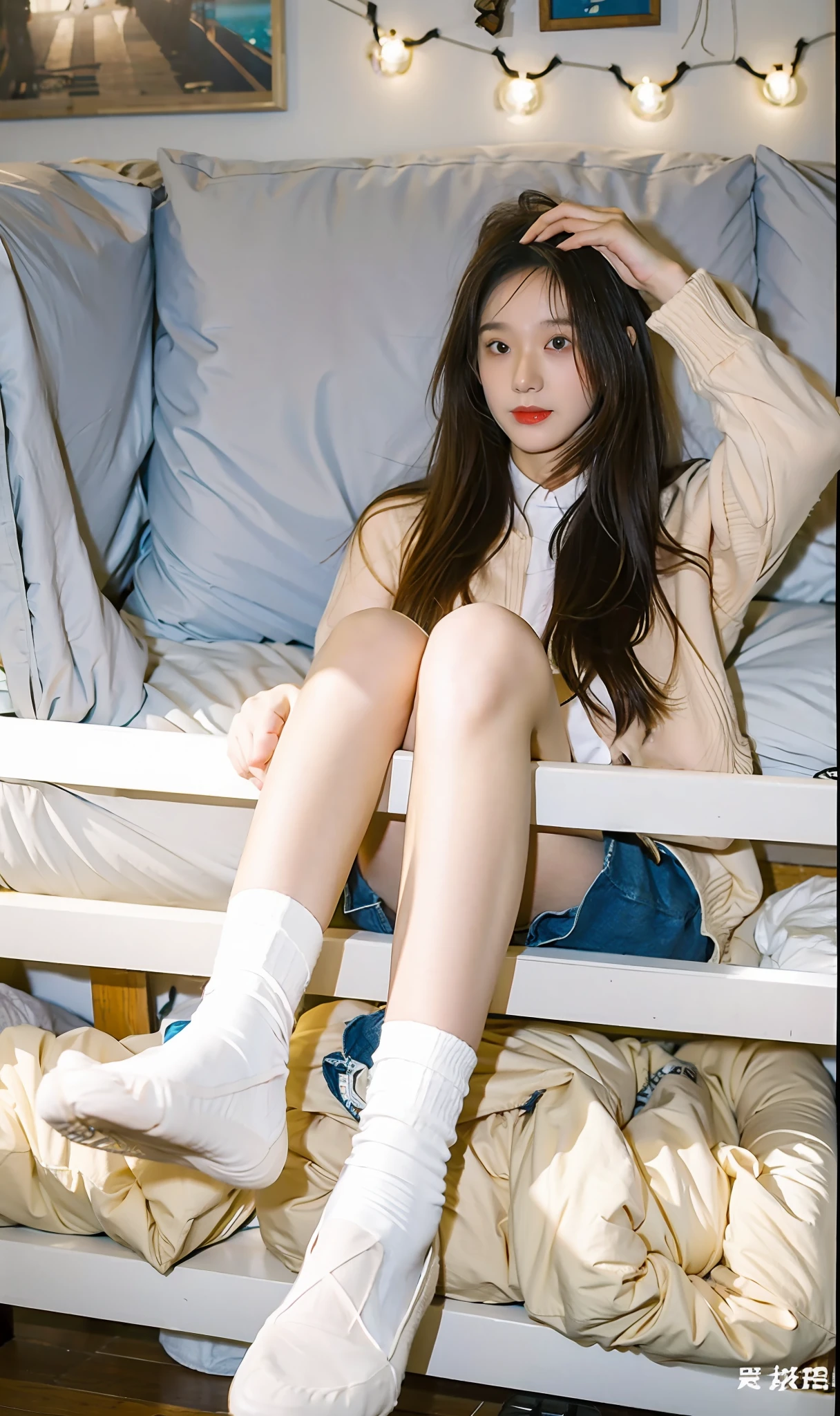 white short socks，best qualtiy，tmasterpiece，超高分辨率，（realisticlying：1.4），teens girl，Juvenile
