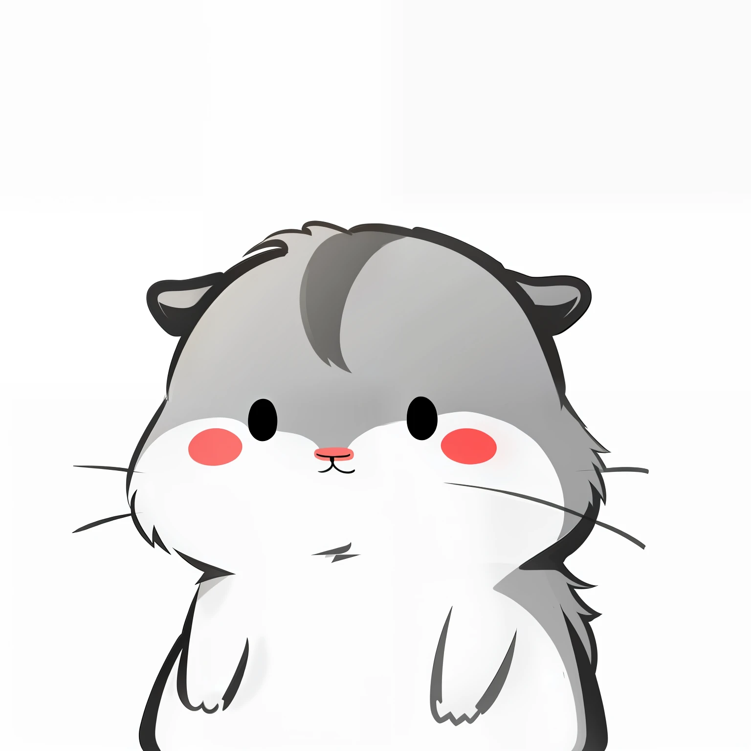 There is a cartoon hamster，fat chibi grey cat，Mouse face，chinchilla animal，hamster，clear cute face，rodent，hamster，small-nose，round cheeks，One cute cat，mouse，Mouse body，Hybridization of mice and cats，maplestory mouse，round cute face，punchable expression