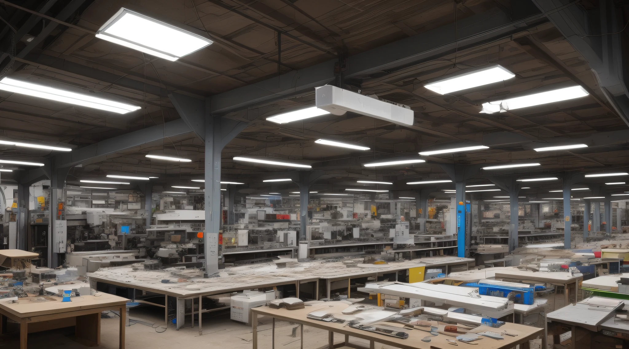 jpn，brightly，White workshop，buliding，machines，intelligent，circuit boards，decrepit，super wide shot，tmasterpiece，The best quality
