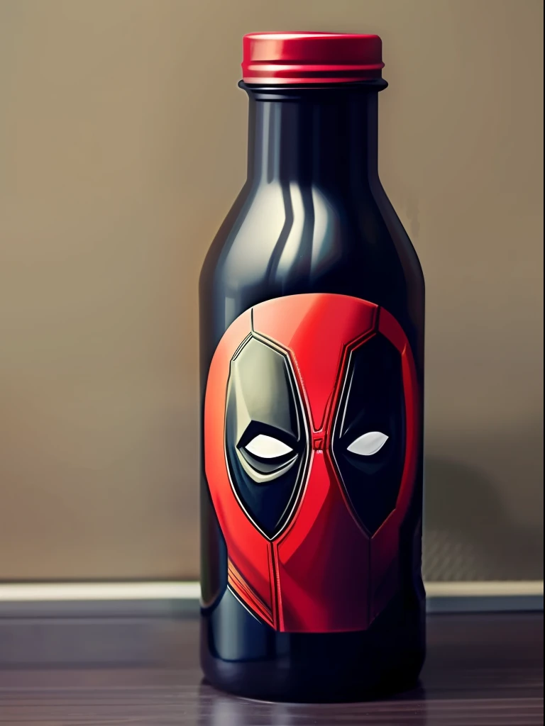 An anthropomorphic bottle of Marvel’s Deadpool