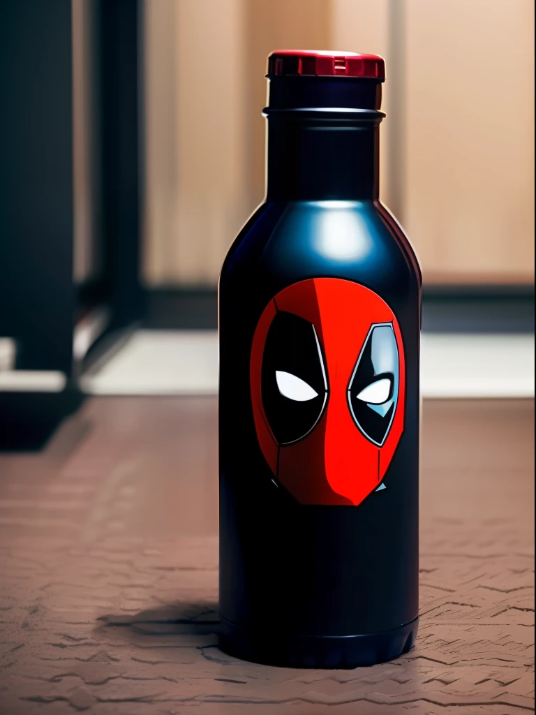 An anthropomorphic bottle of Marvel’s Deadpool